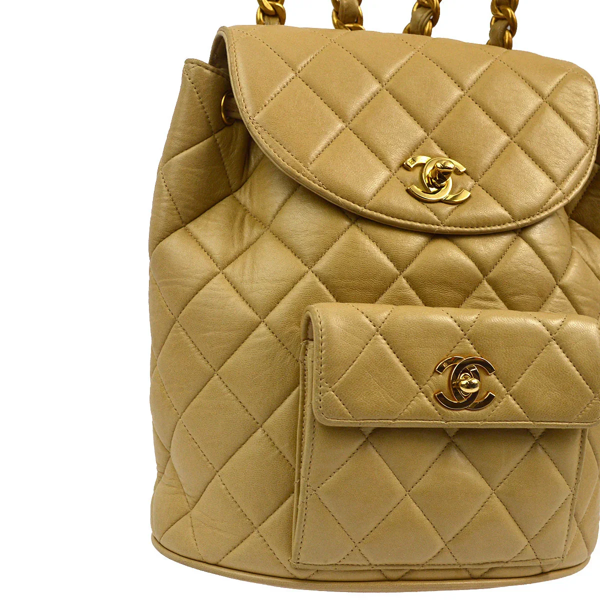 Chanel 1994-1996 Beige Lambskin Large Duma Backpack - Image 3