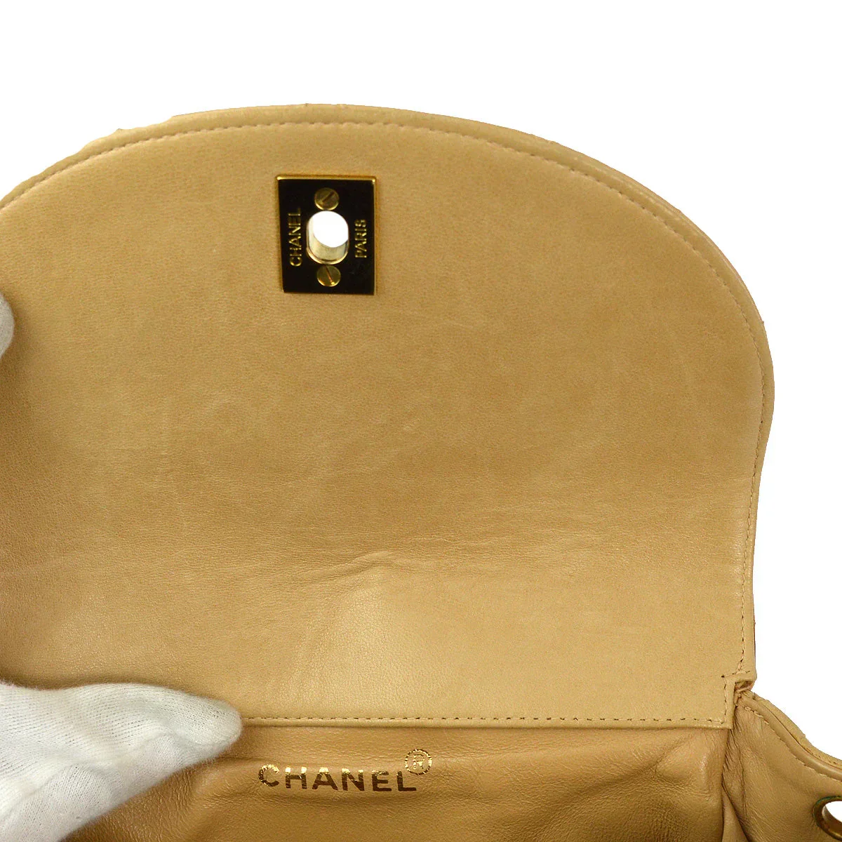 Chanel 1994-1996 Beige Lambskin Large Duma Backpack - Image 7