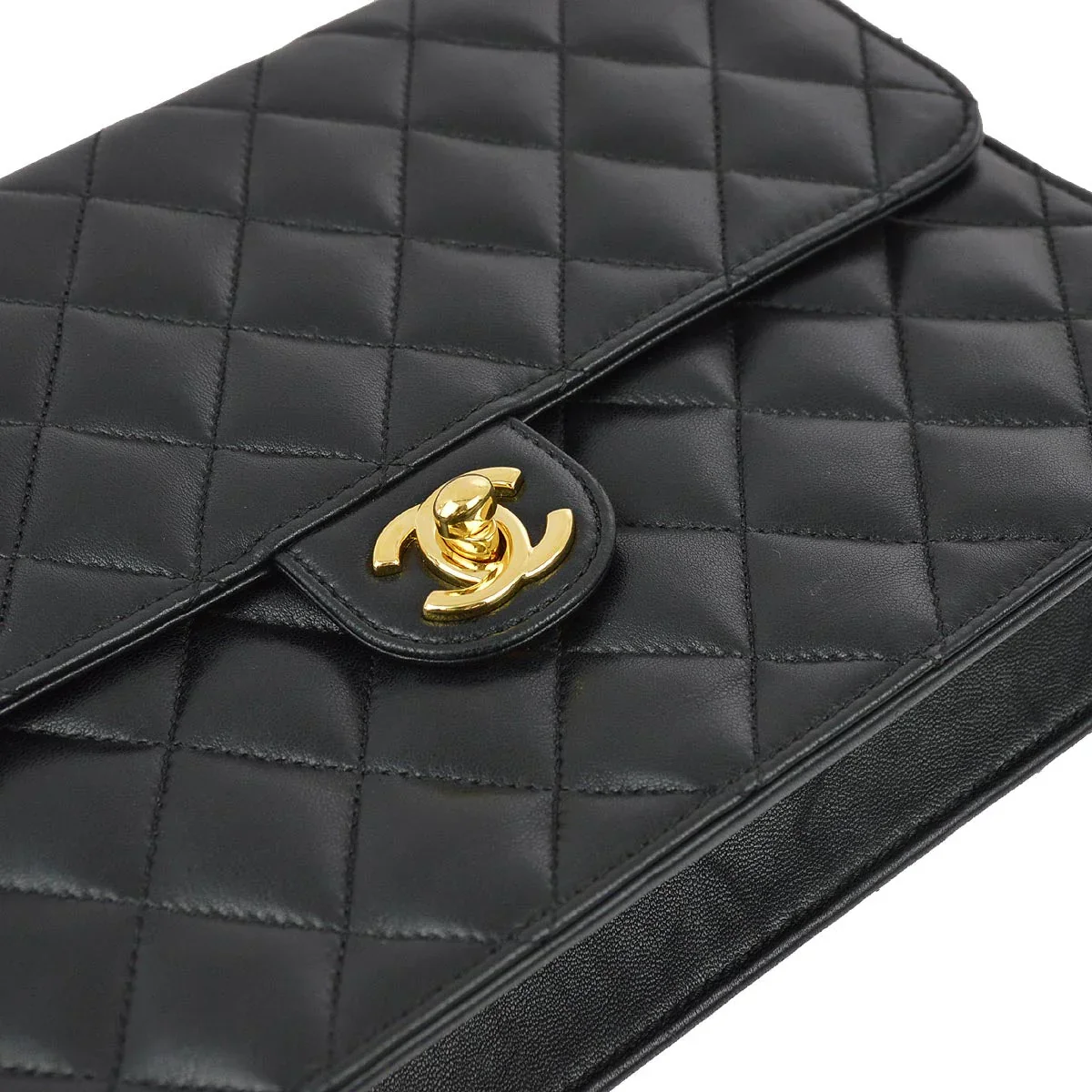 Chanel 2008-2009 Black Lambskin Turnlock Medium Half Flap Shoulder Bag - Image 4