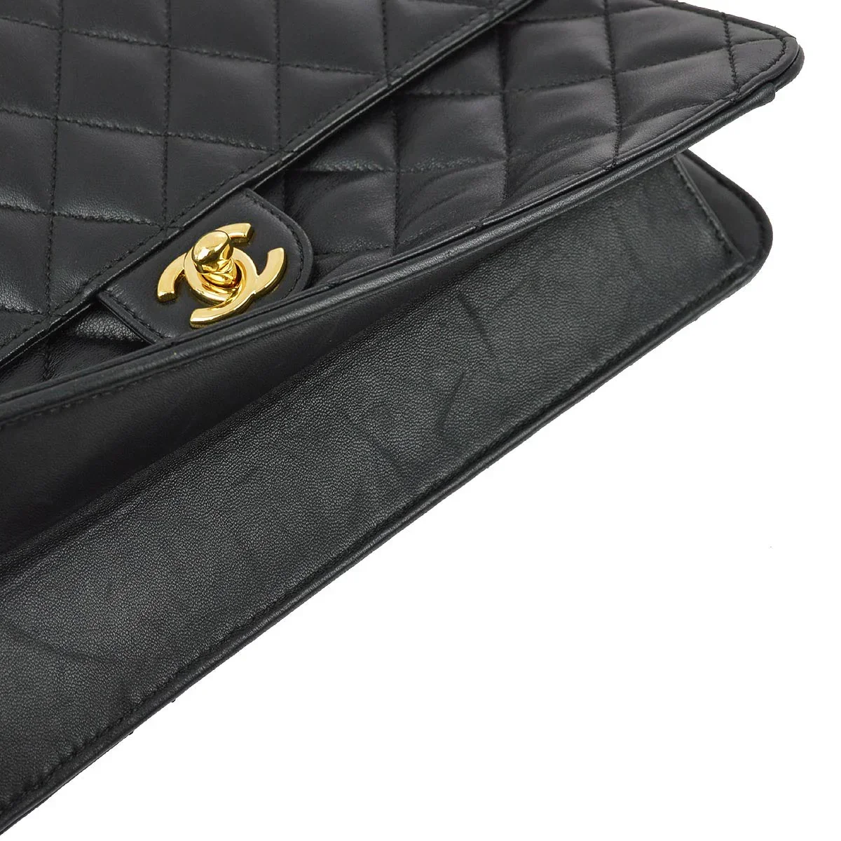 Chanel 2008-2009 Black Lambskin Turnlock Medium Half Flap Shoulder Bag - Image 5