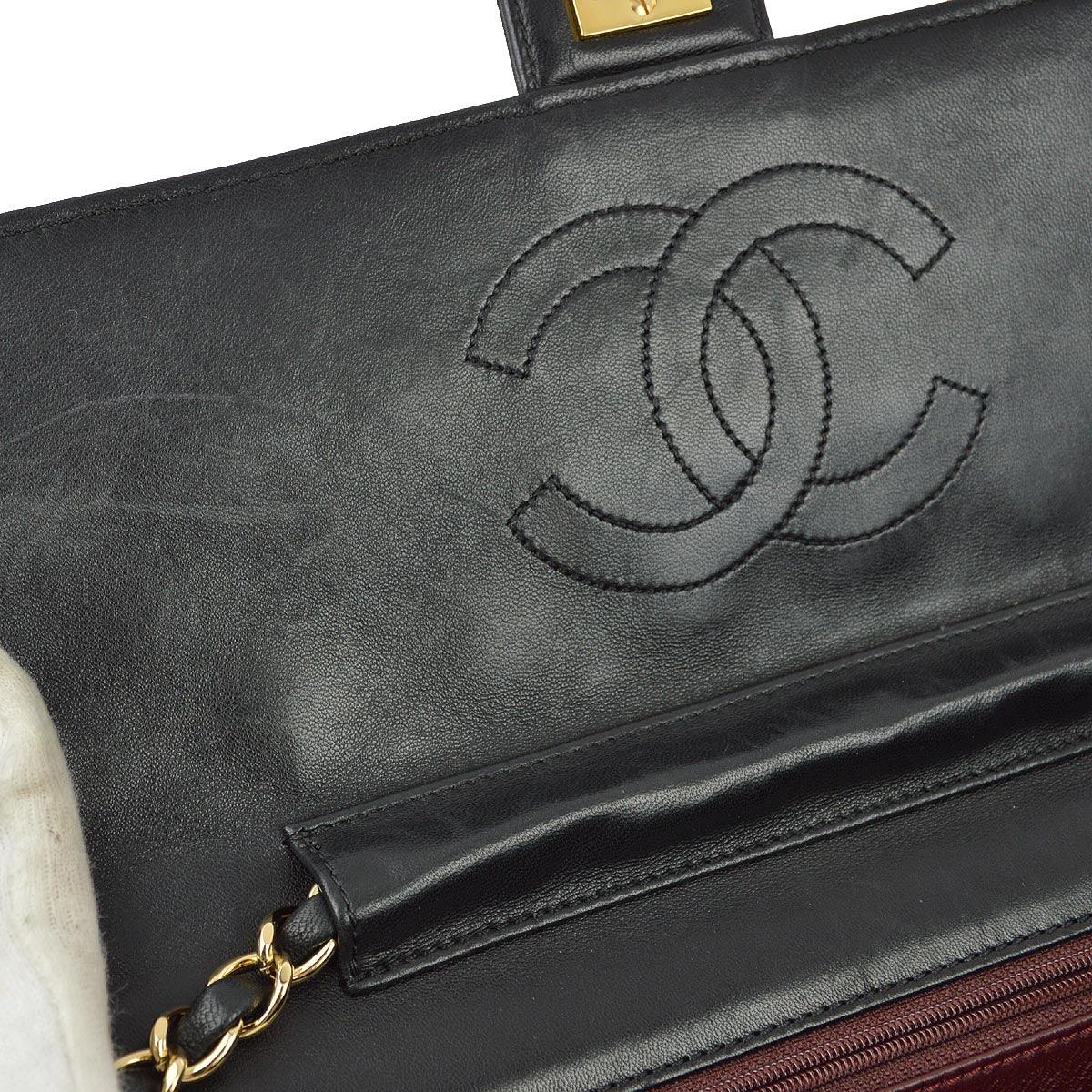 Chanel 2008-2009 Black Lambskin Turnlock Medium Half Flap Shoulder Bag - Image 8