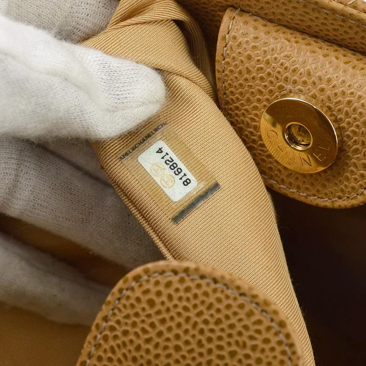 Chanel 2003-2004 Beige Caviar Petite Shopping Tote PST Handbag - Image 10