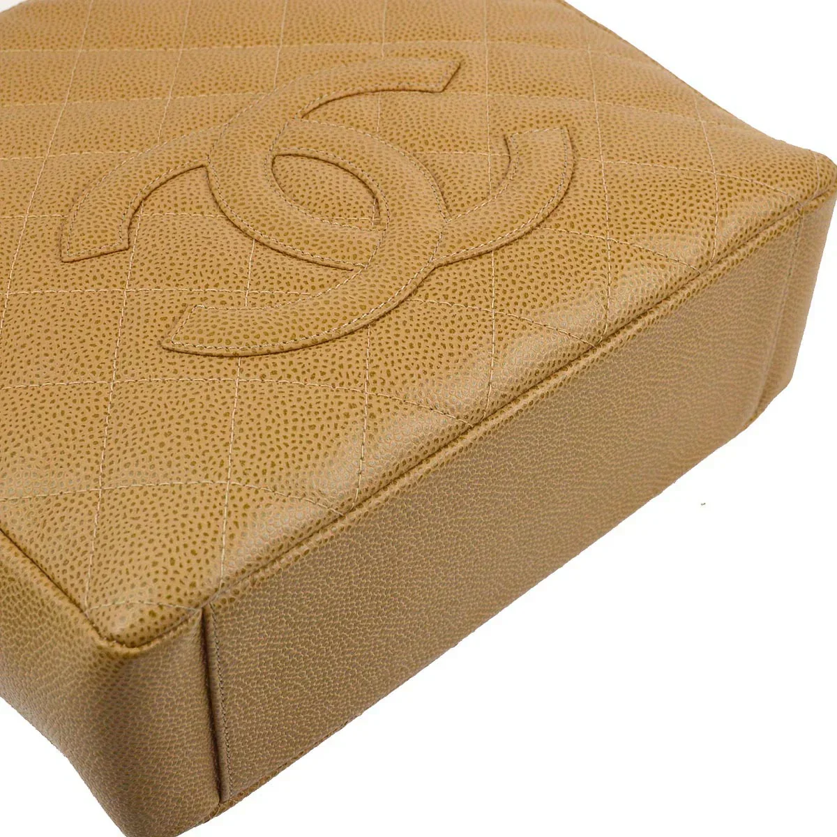 Chanel 2003-2004 Beige Caviar Petite Shopping Tote PST Handbag - Image 5