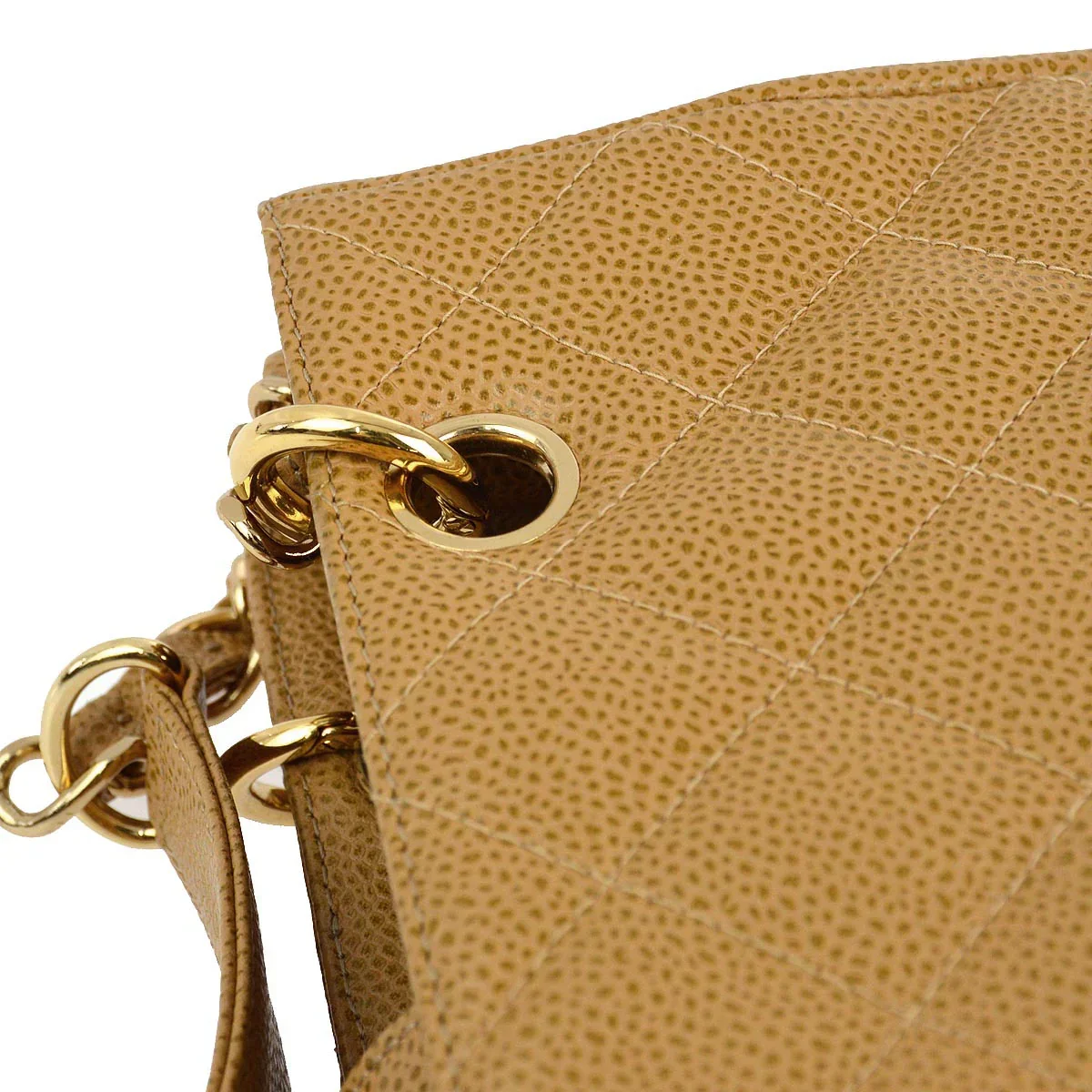 Chanel 2003-2004 Beige Caviar Petite Shopping Tote PST Handbag - Image 6
