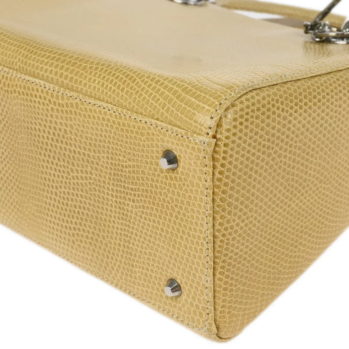 Christian Dior * 2000 Beige Lizard Medium Lady Dior Cannage 2way Handbag - Image 3
