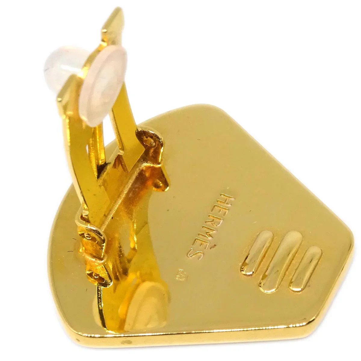Hermes Gold Enamel Cloisonne Ware Earrings Clip-On - Image 4