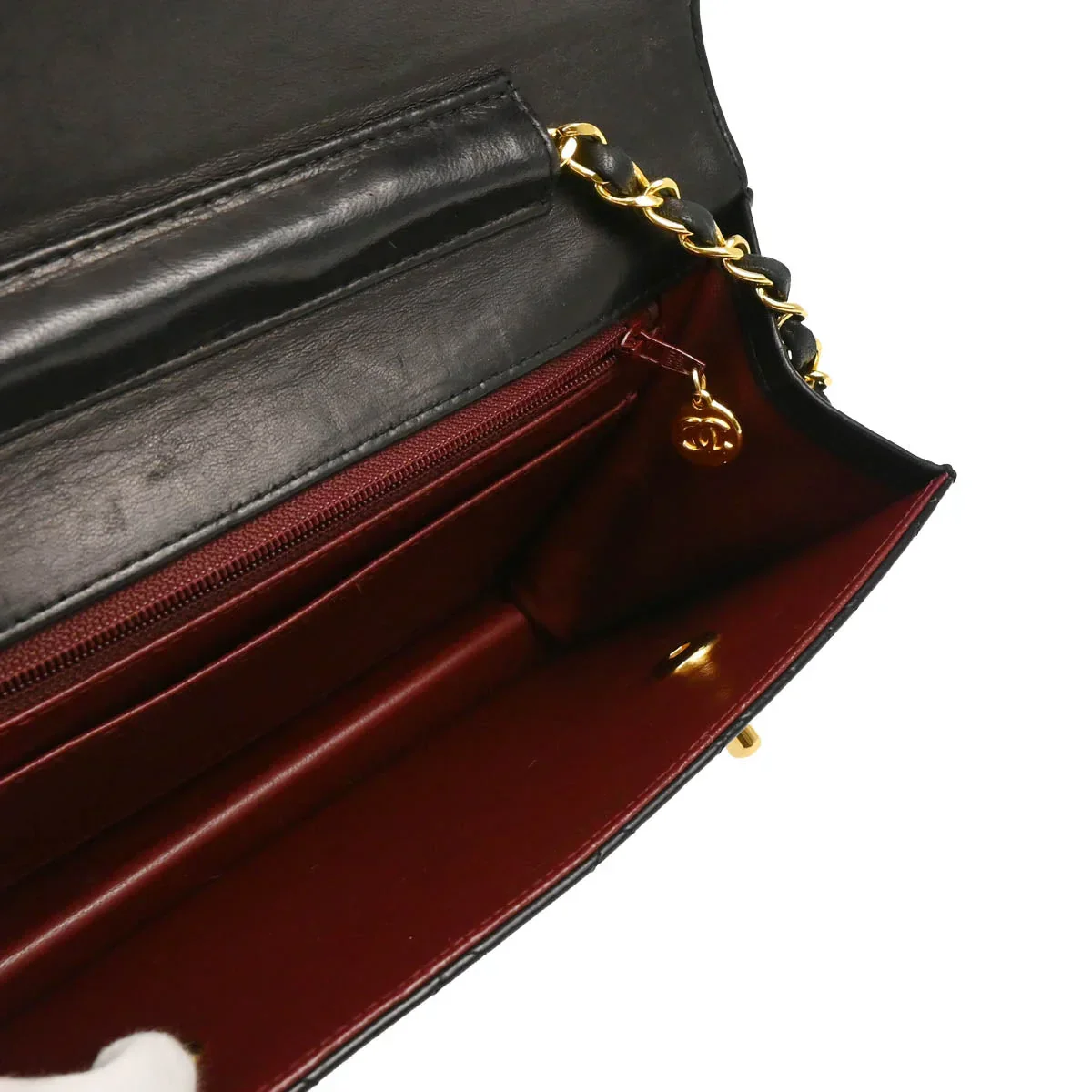 Chanel 1989-1991 Black Lambskin Double Turnlock Shoulder Bag - Image 4
