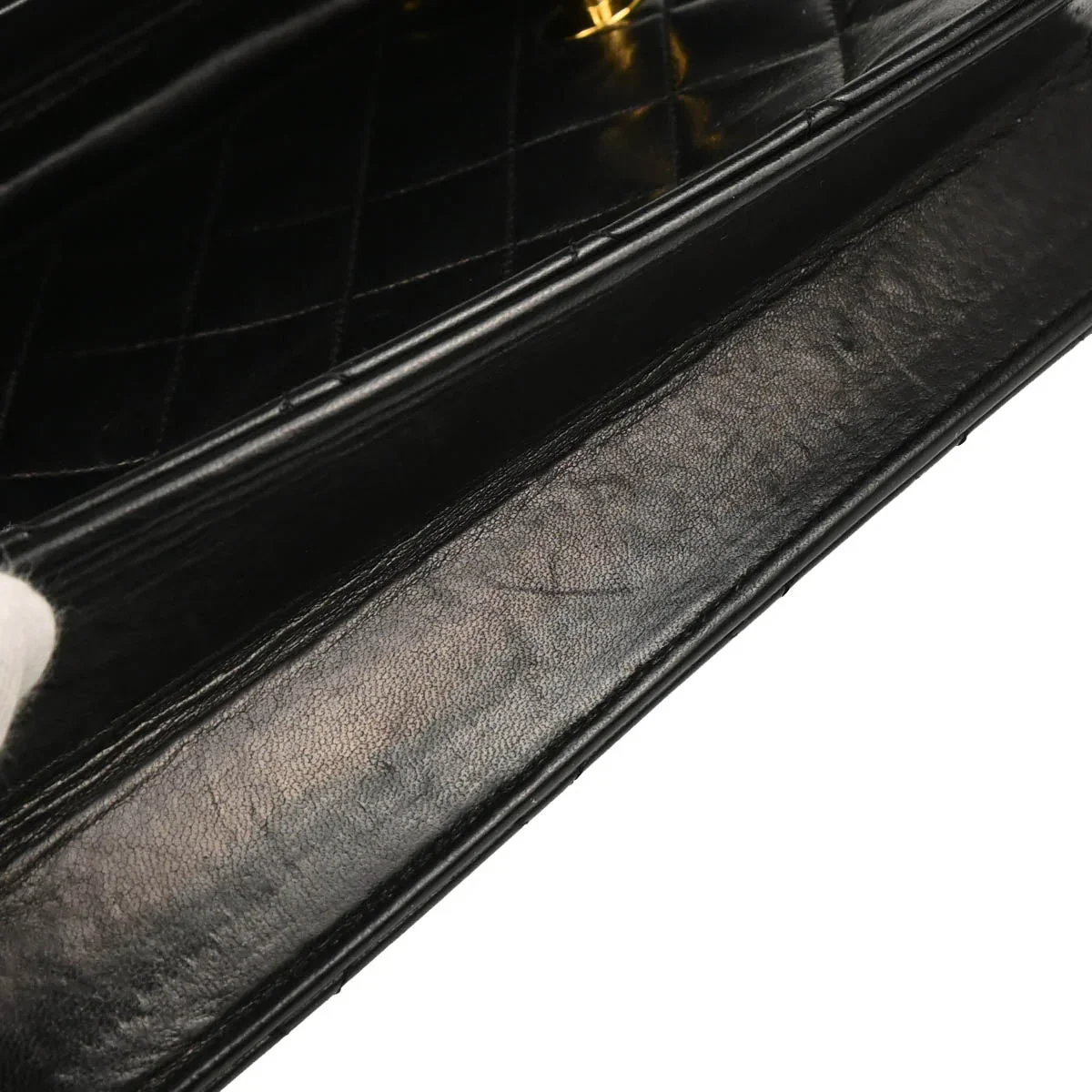 Chanel 1989-1991 Black Lambskin Double Turnlock Shoulder Bag - Image 5