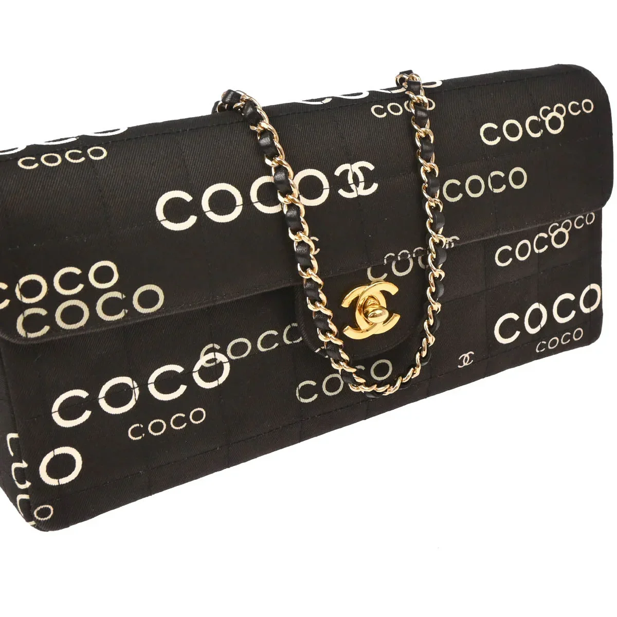 Chanel 2000-2001 Black Canvas COCO East West Choco Bar Shoulder Bag - Image 3