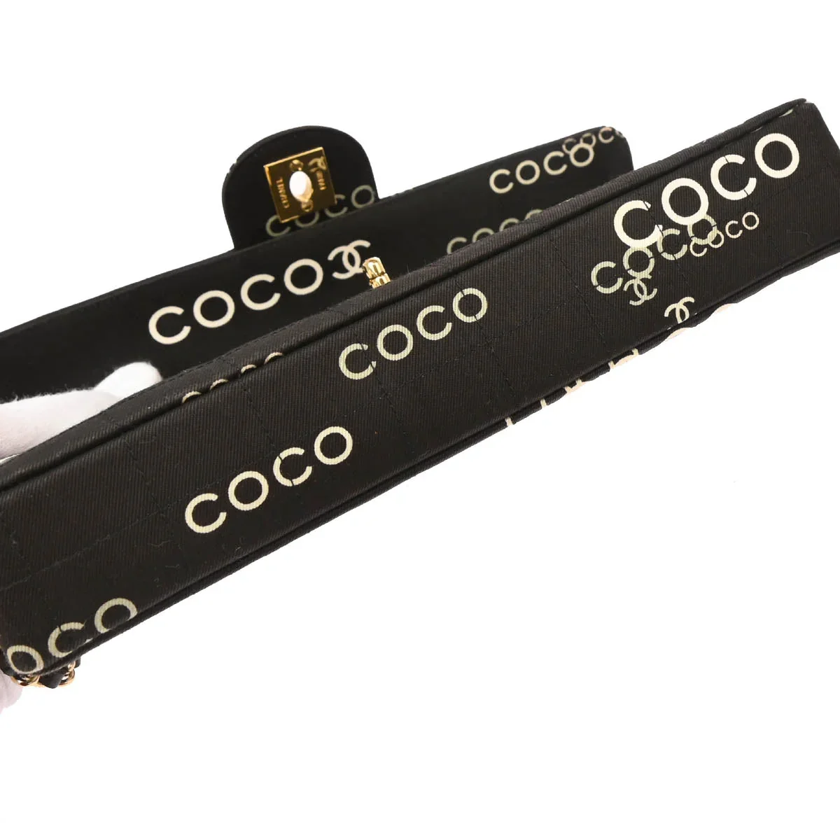 Chanel 2000-2001 Black Canvas COCO East West Choco Bar Shoulder Bag - Image 5