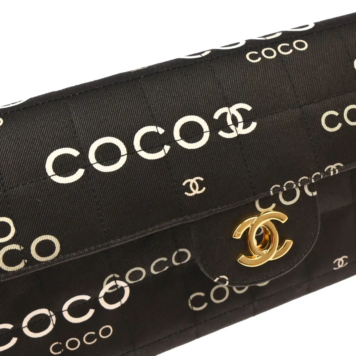 Chanel 2000-2001 Black Canvas COCO East West Choco Bar Shoulder Bag - Image 6
