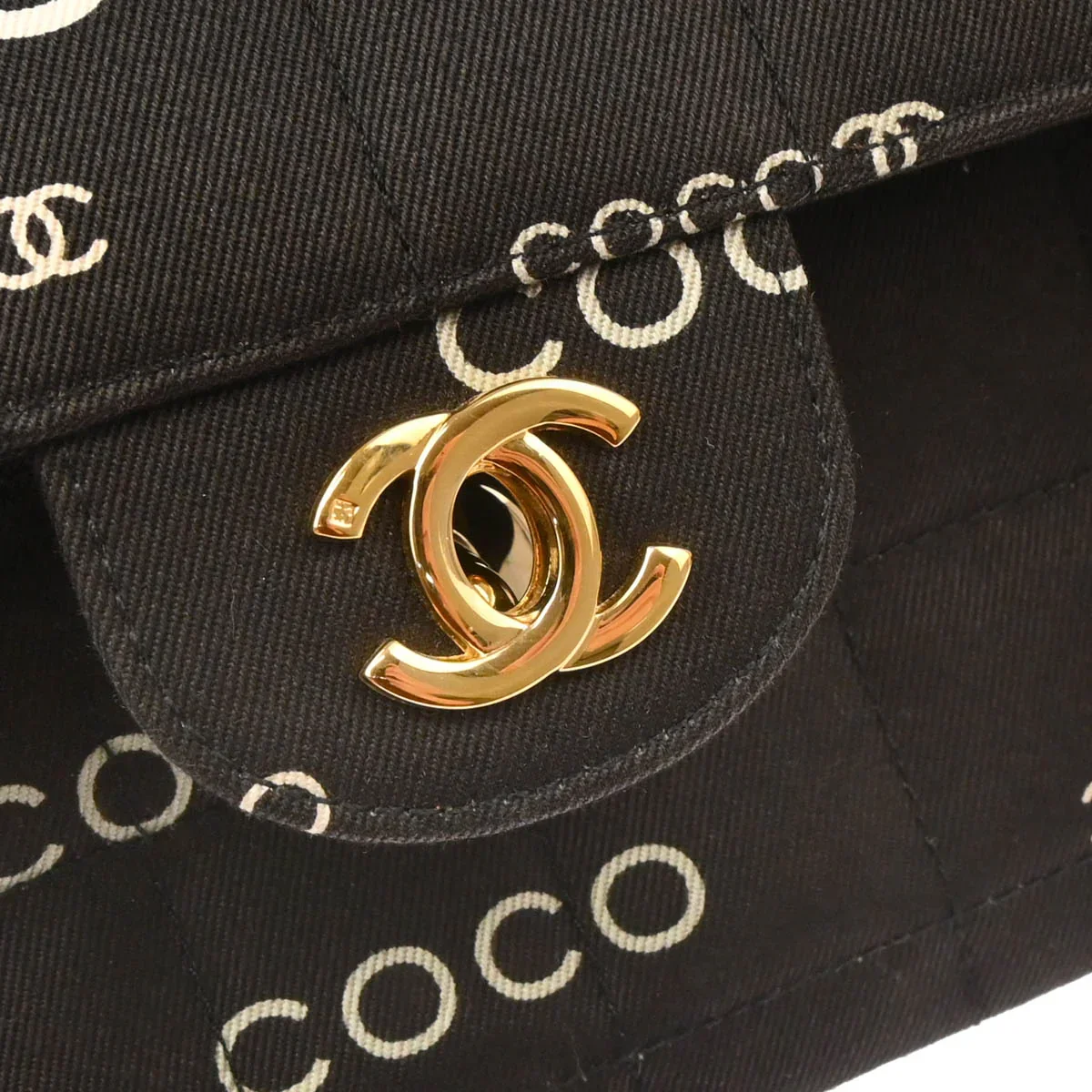Chanel 2000-2001 Black Canvas COCO East West Choco Bar Shoulder Bag - Image 7