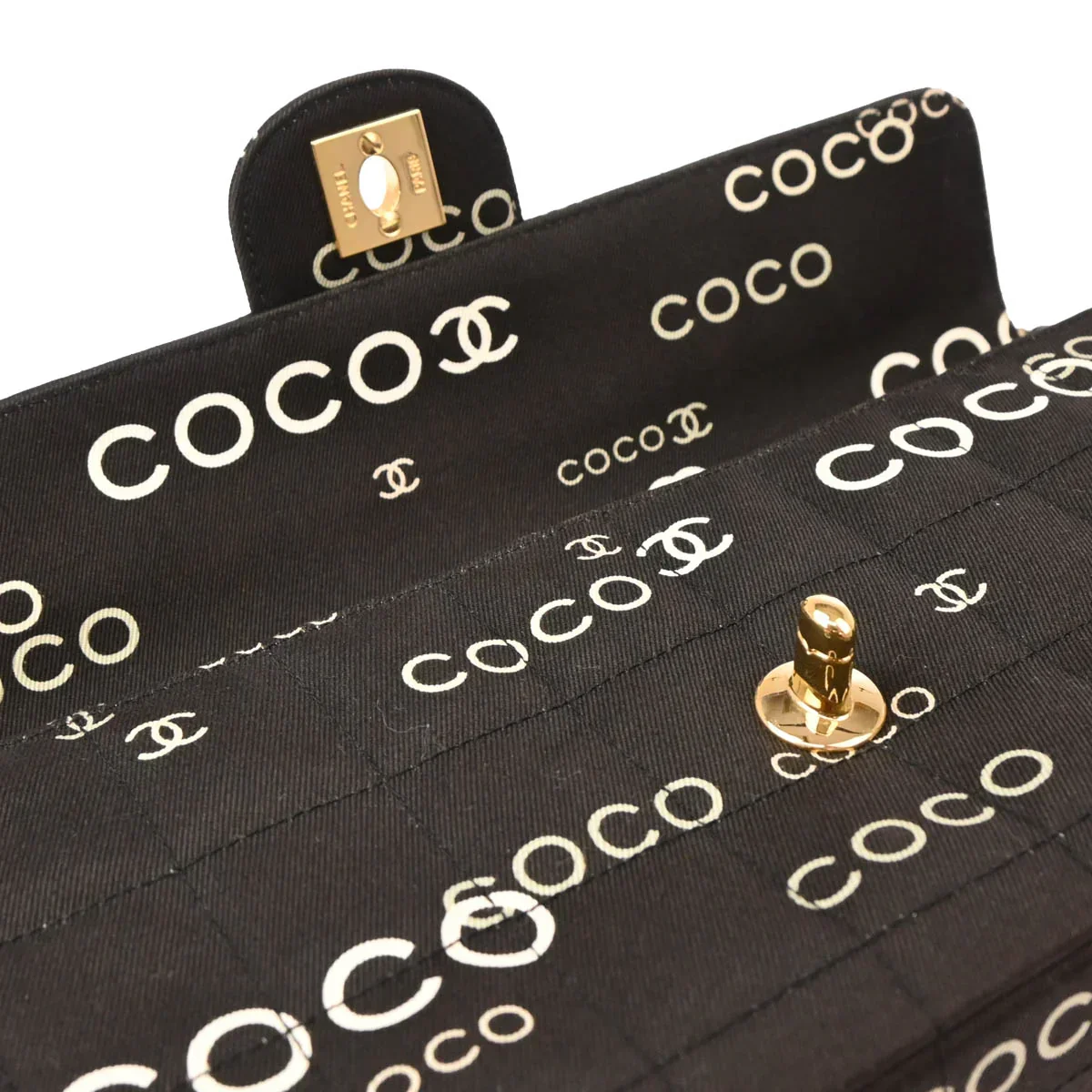 Chanel 2000-2001 Black Canvas COCO East West Choco Bar Shoulder Bag - Image 8