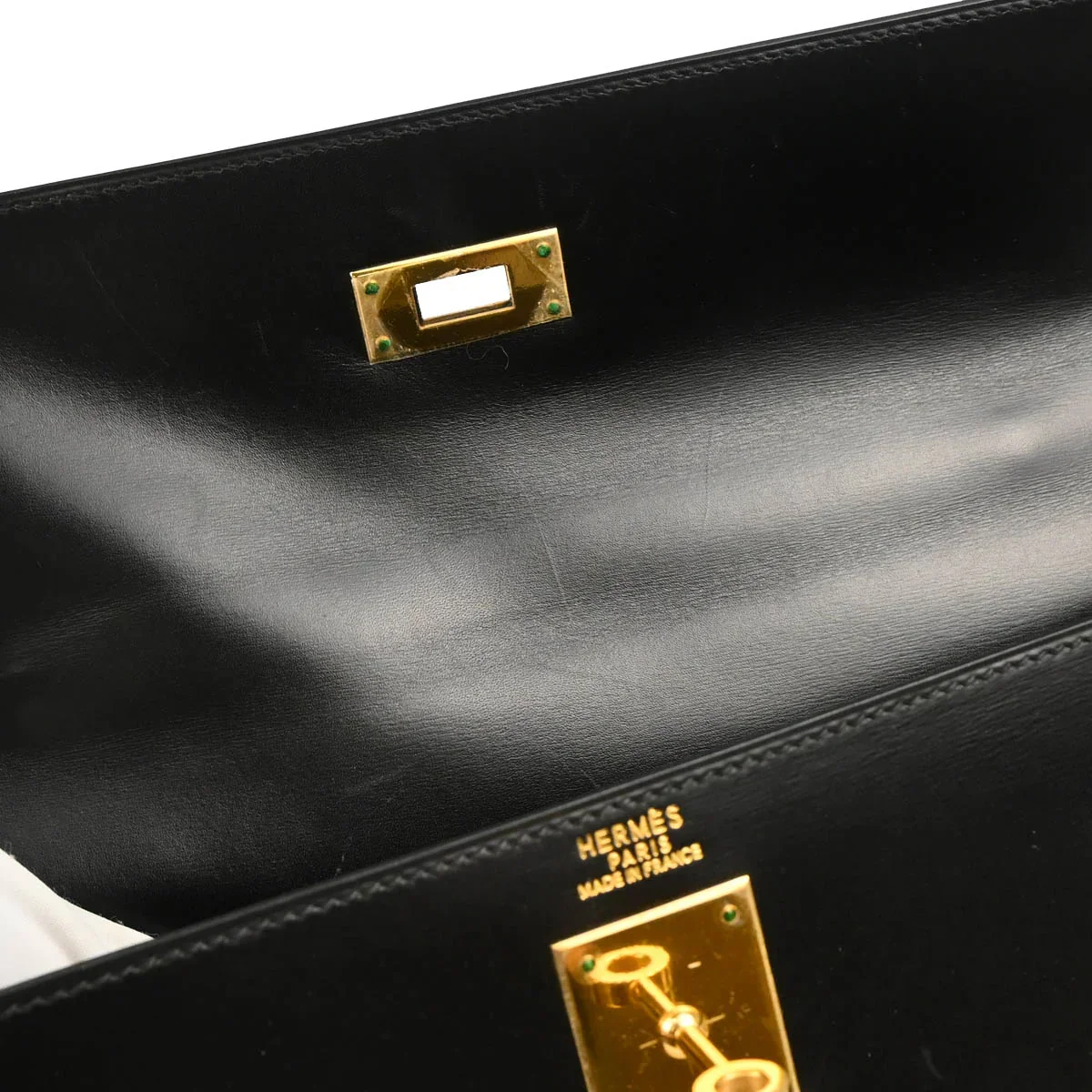 Hermes Black Box Calf Kelly 32 Sellier Handbag - Image 8