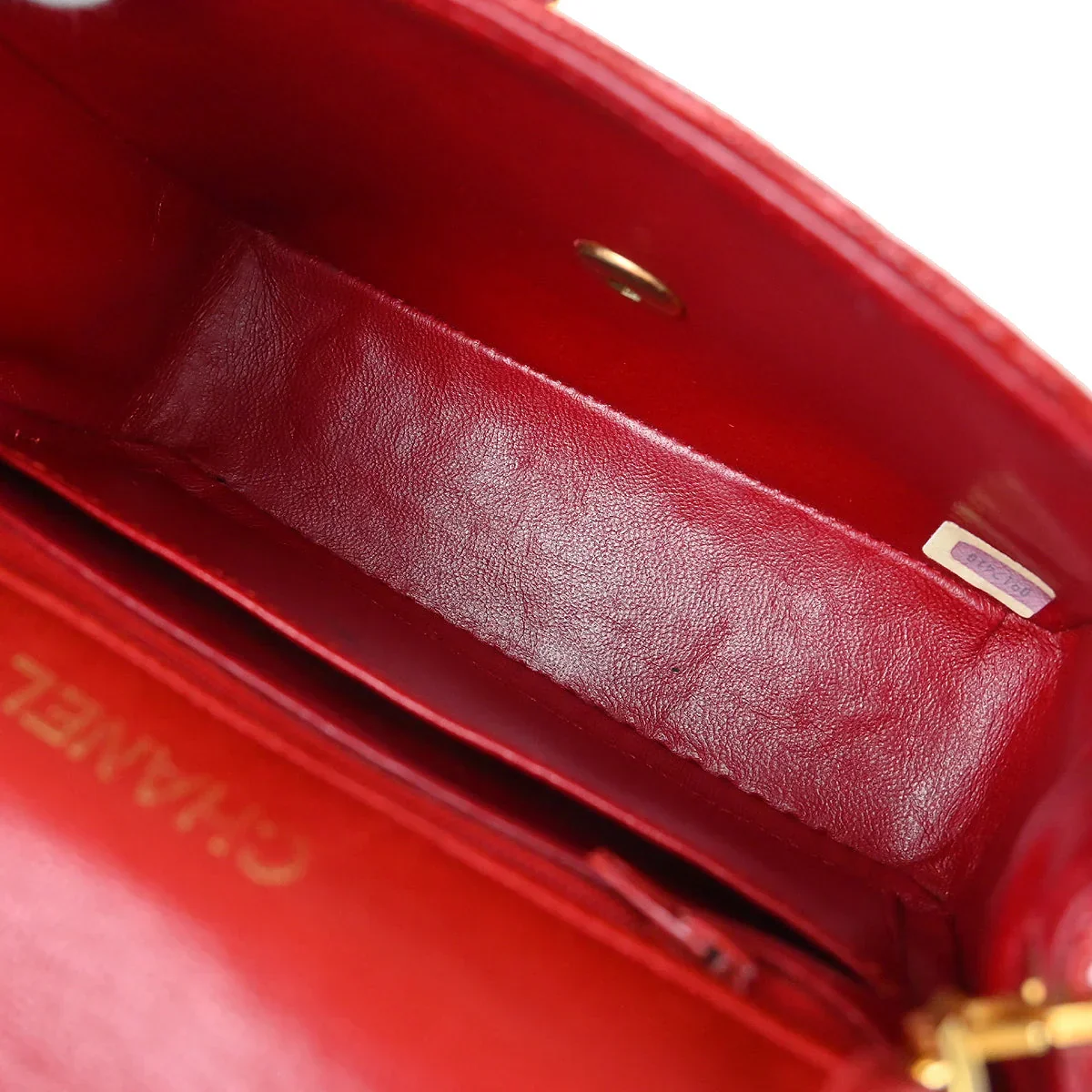 Chanel * Red Lizard Mini Classic Square Flap Shoulder Bag - Image 7