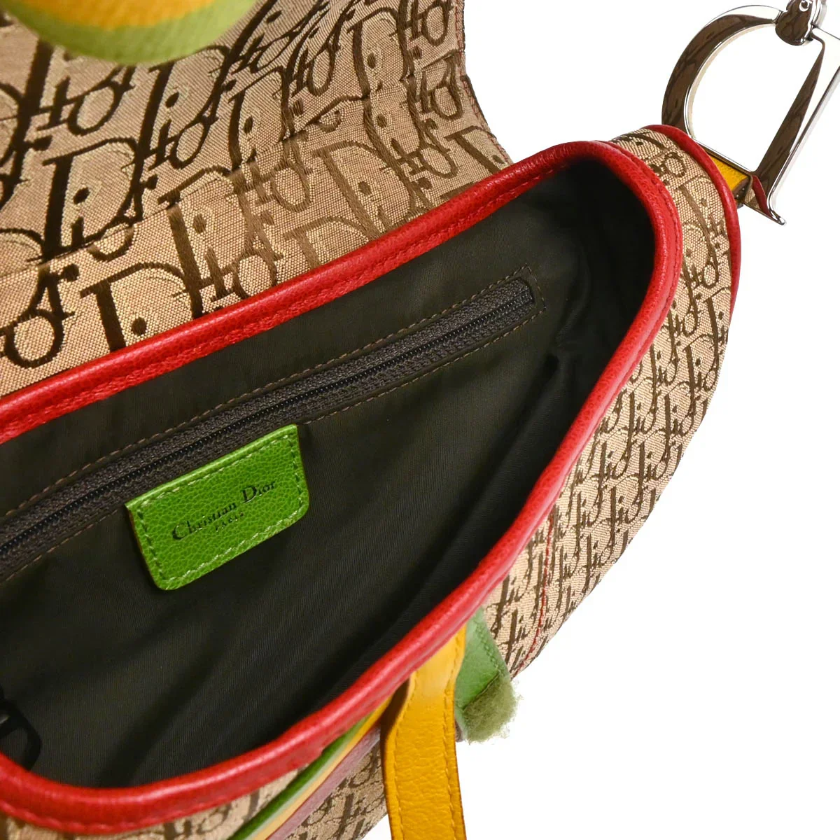 Christian Dior Rasta-Color Trotter Saddle Handbag - Image 4