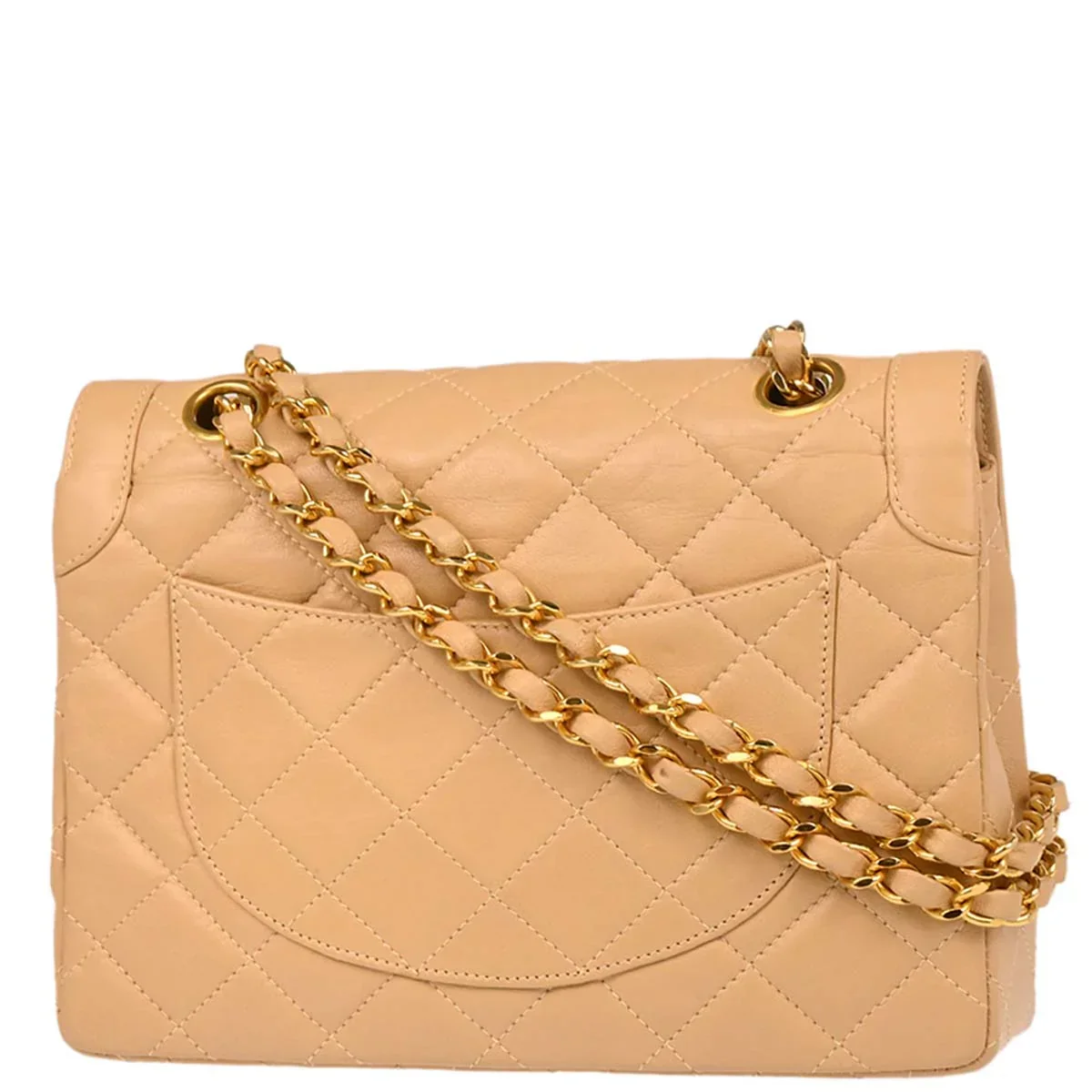 Chanel Beige Lambskin Paris Small Double Flap Shoulder Bag - Image 2