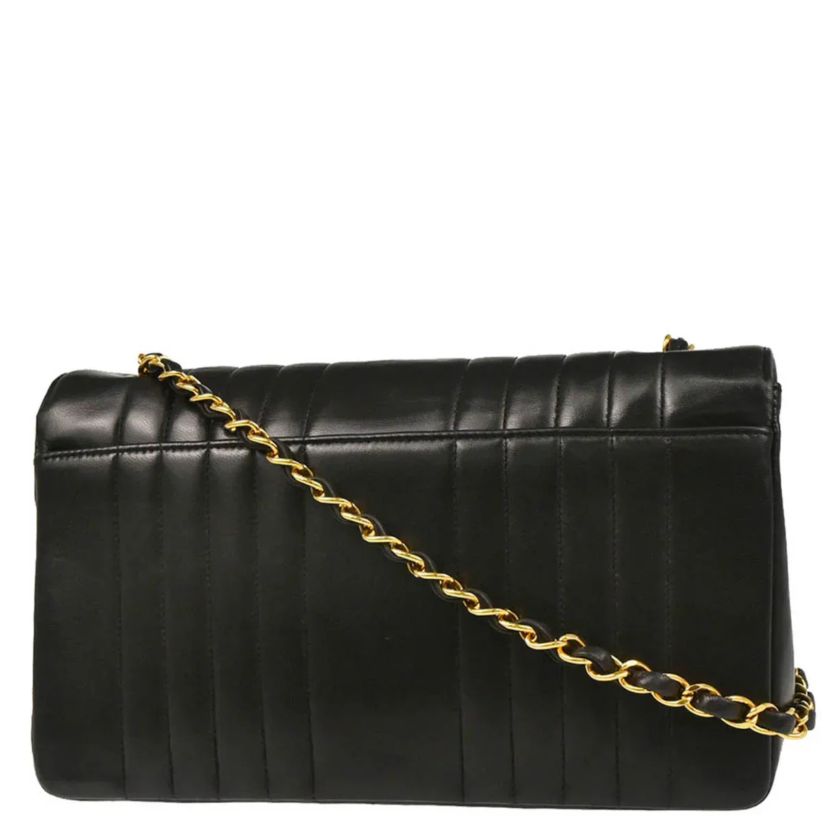 Chanel 1991-1994 Black Lambskin Mademoiselle Single Flap Shoulder Bag - Image 2