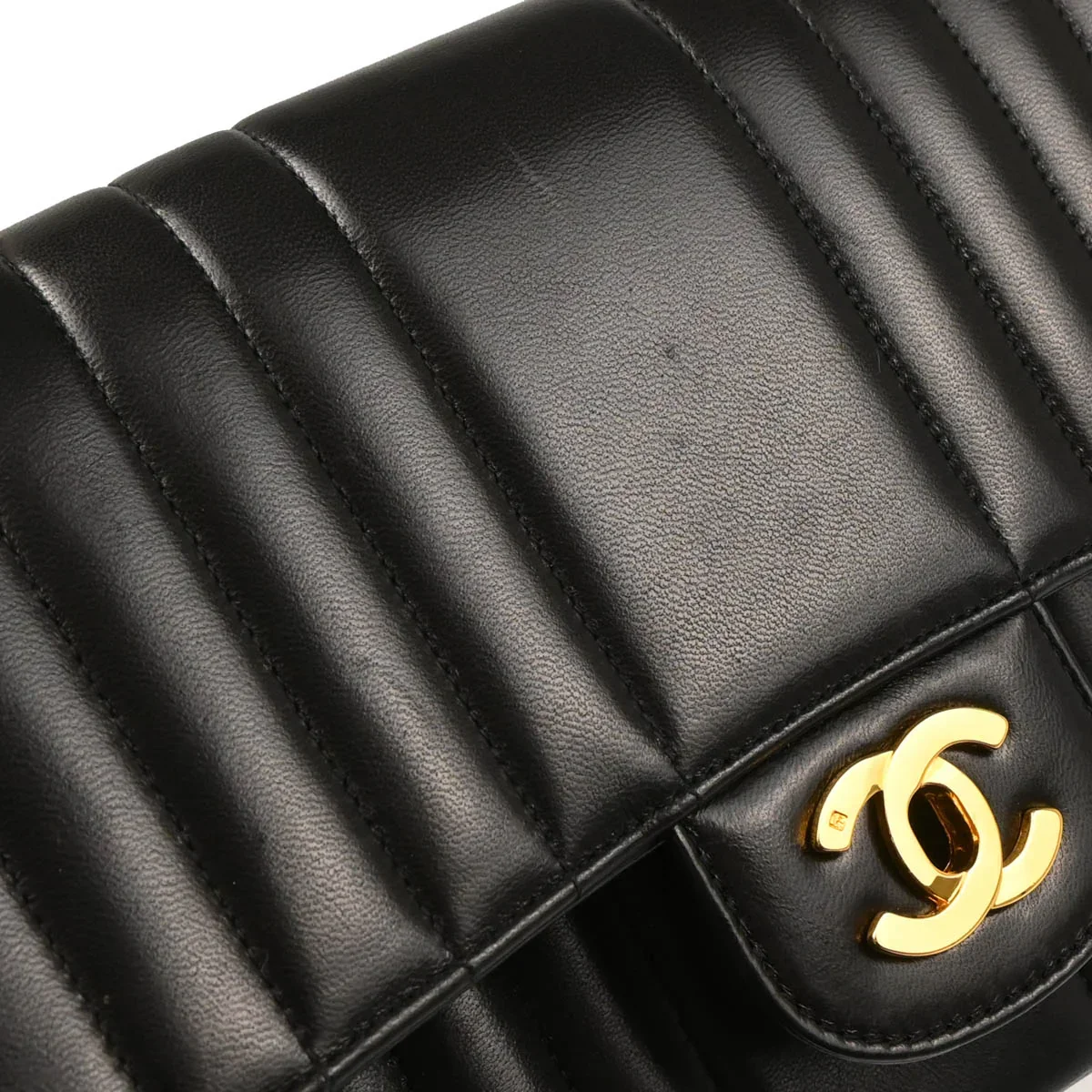 Chanel 1991-1994 Black Lambskin Mademoiselle Single Flap Shoulder Bag - Image 6