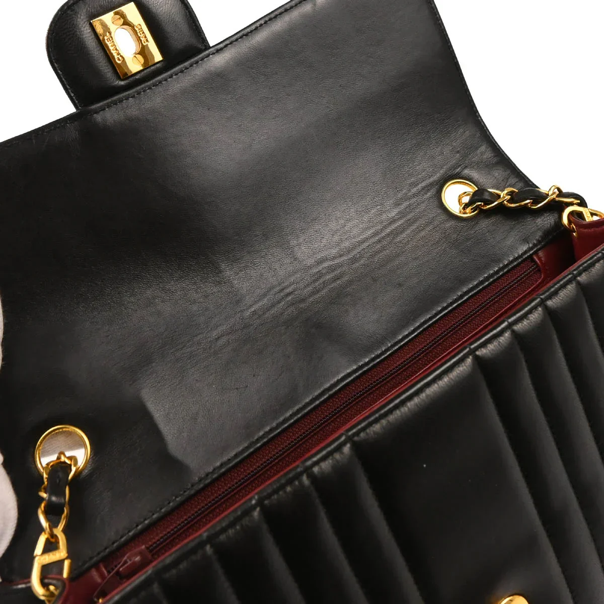 Chanel 1991-1994 Black Lambskin Mademoiselle Single Flap Shoulder Bag - Image 8