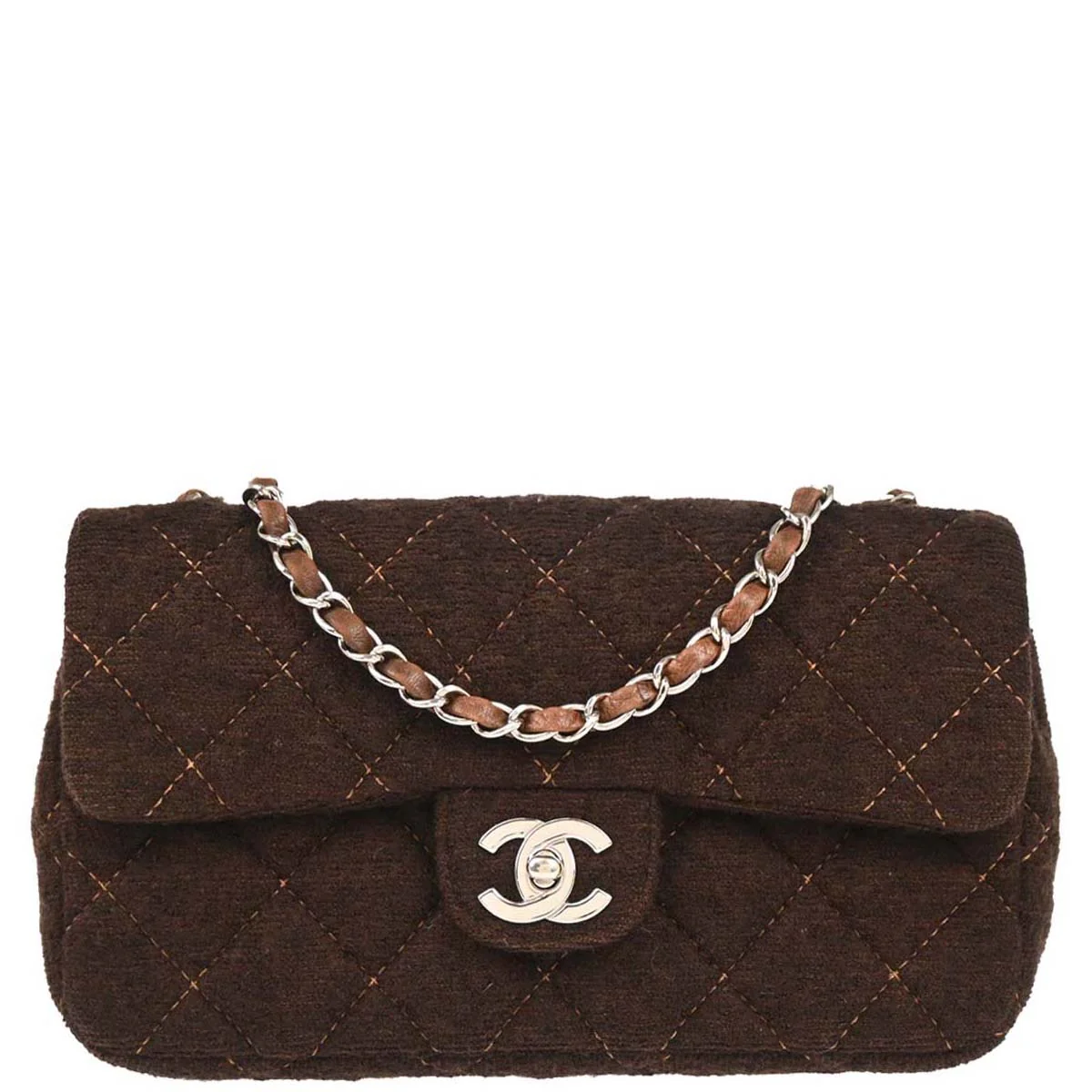Chanel Brown Wool Shoulder Bag