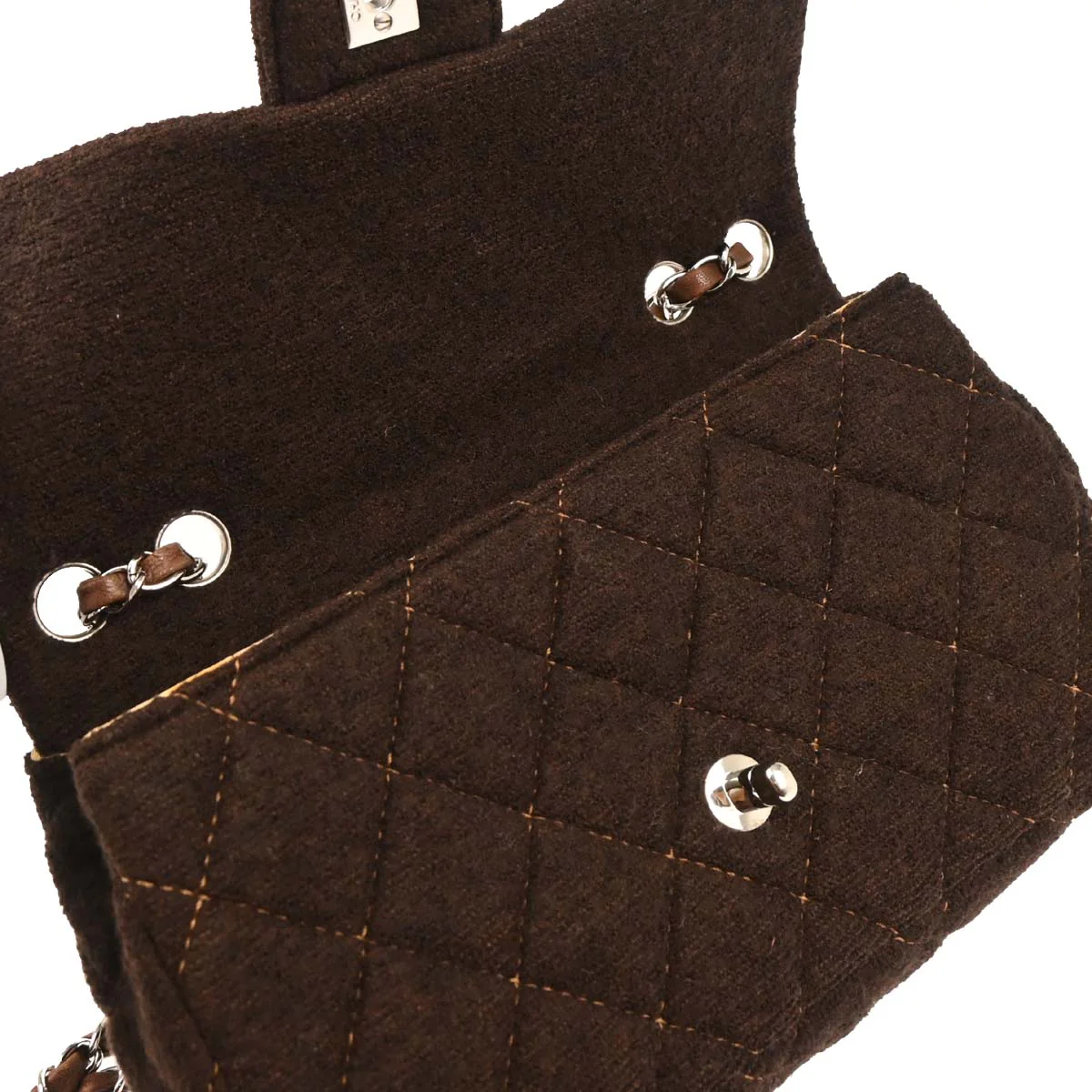 Chanel Brown Wool Shoulder Bag - Image 8