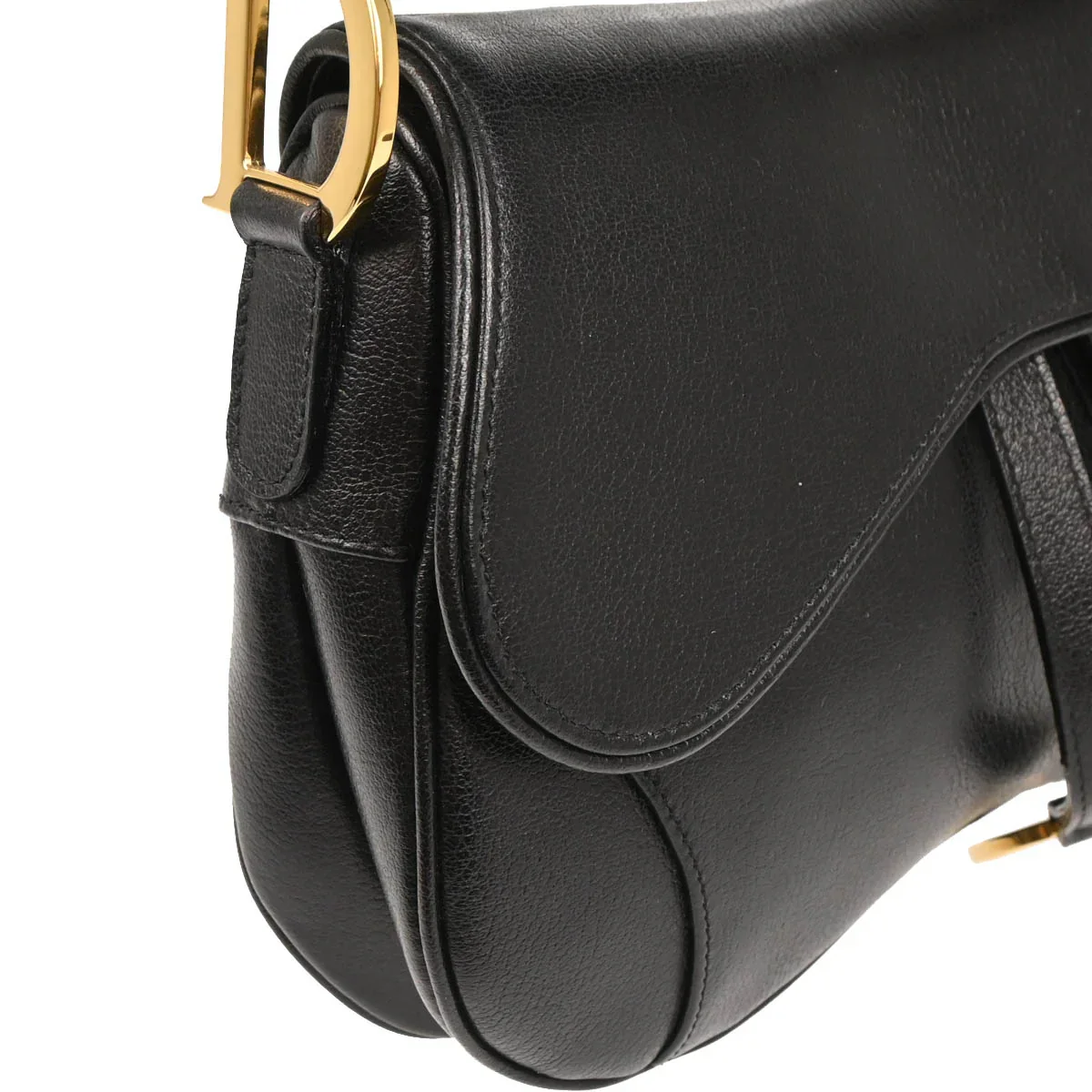 Christian Dior Black Leather Double Saddle Handbag - Image 3