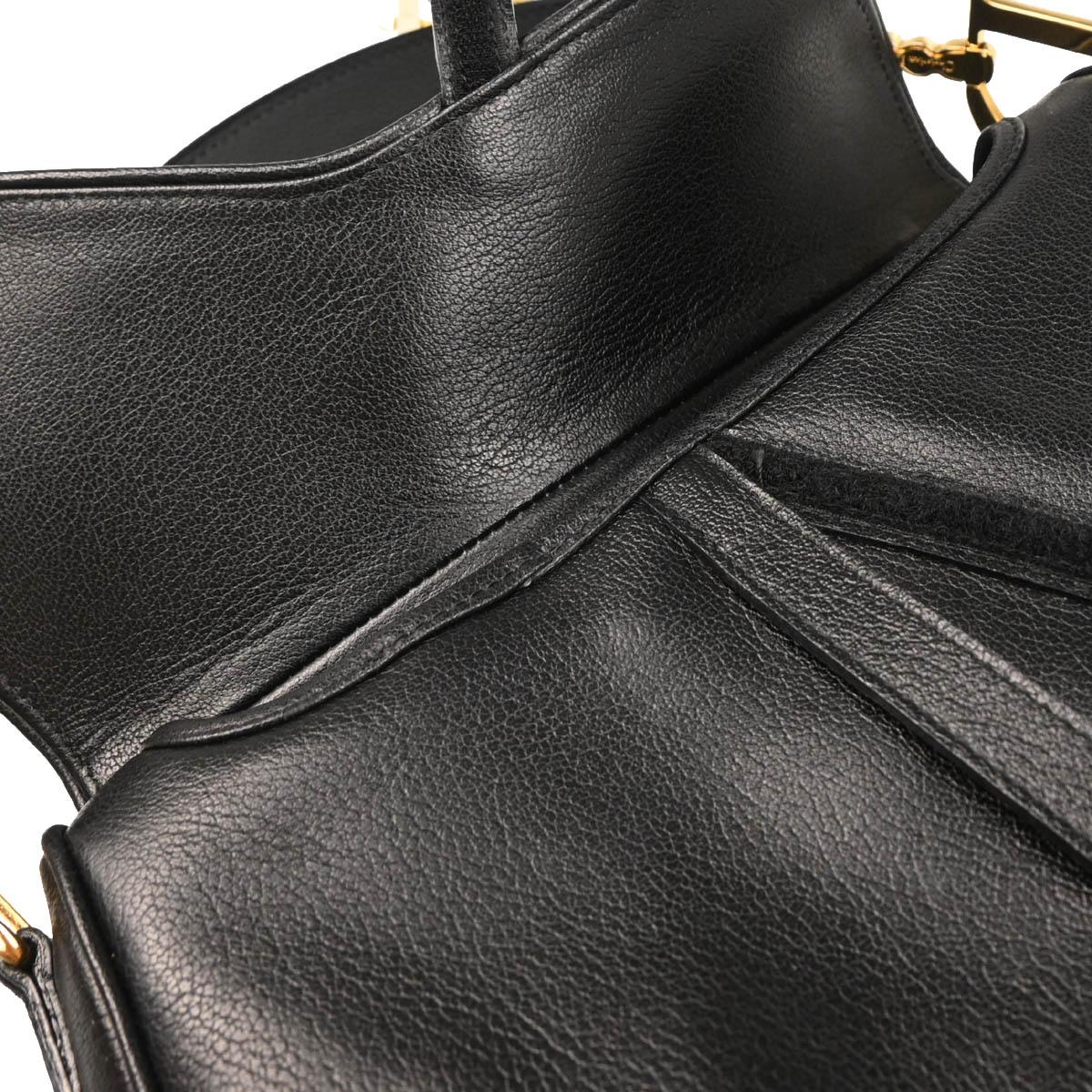 Christian Dior Black Leather Double Saddle Handbag - Image 7