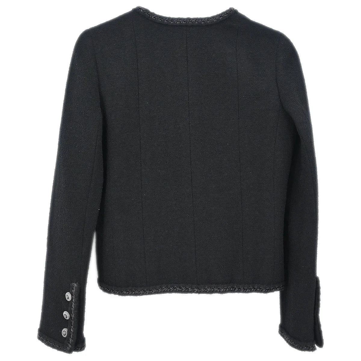 Chanel 2008 Little Black Line Single Breasted Collarless Jacket Black #36 - Image 2