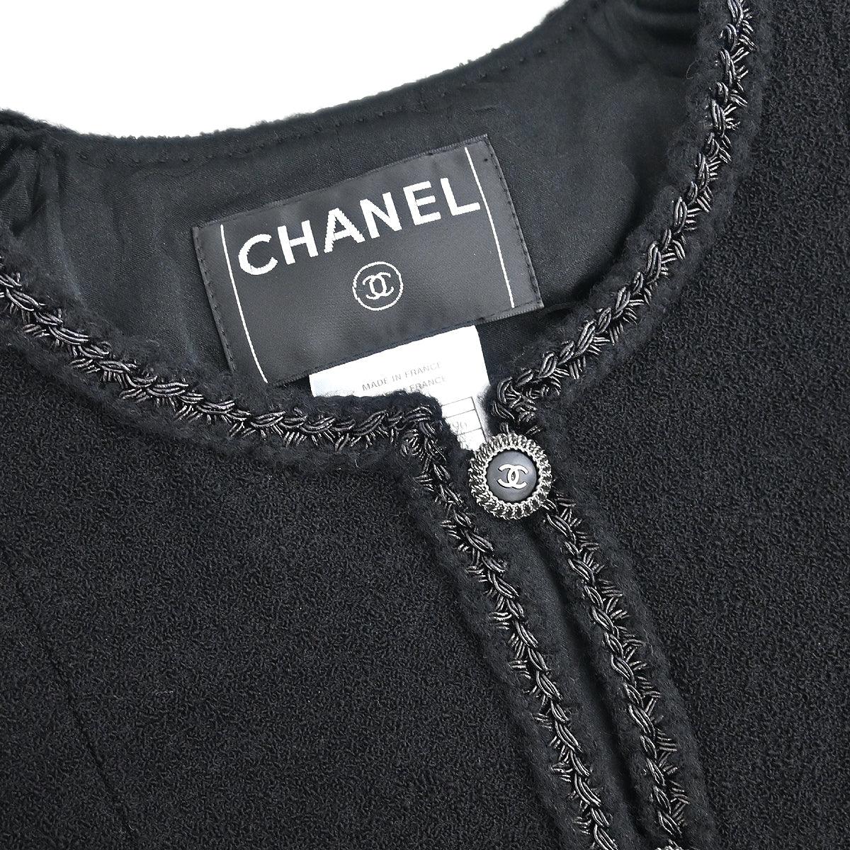 Chanel 2008 Little Black Line Single Breasted Collarless Jacket Black #36 - Image 3