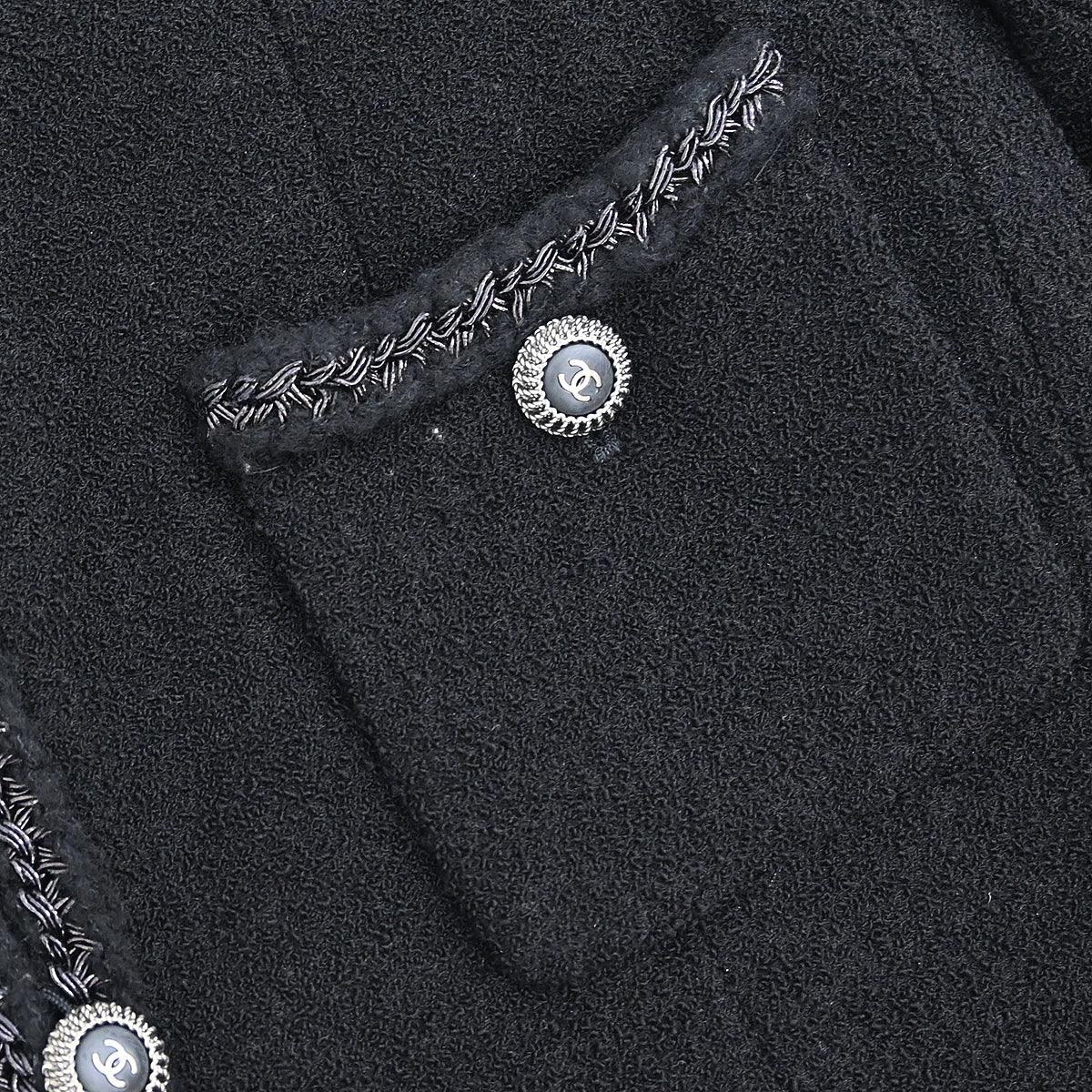 Chanel 2008 Little Black Line Single Breasted Collarless Jacket Black #36 - Image 4