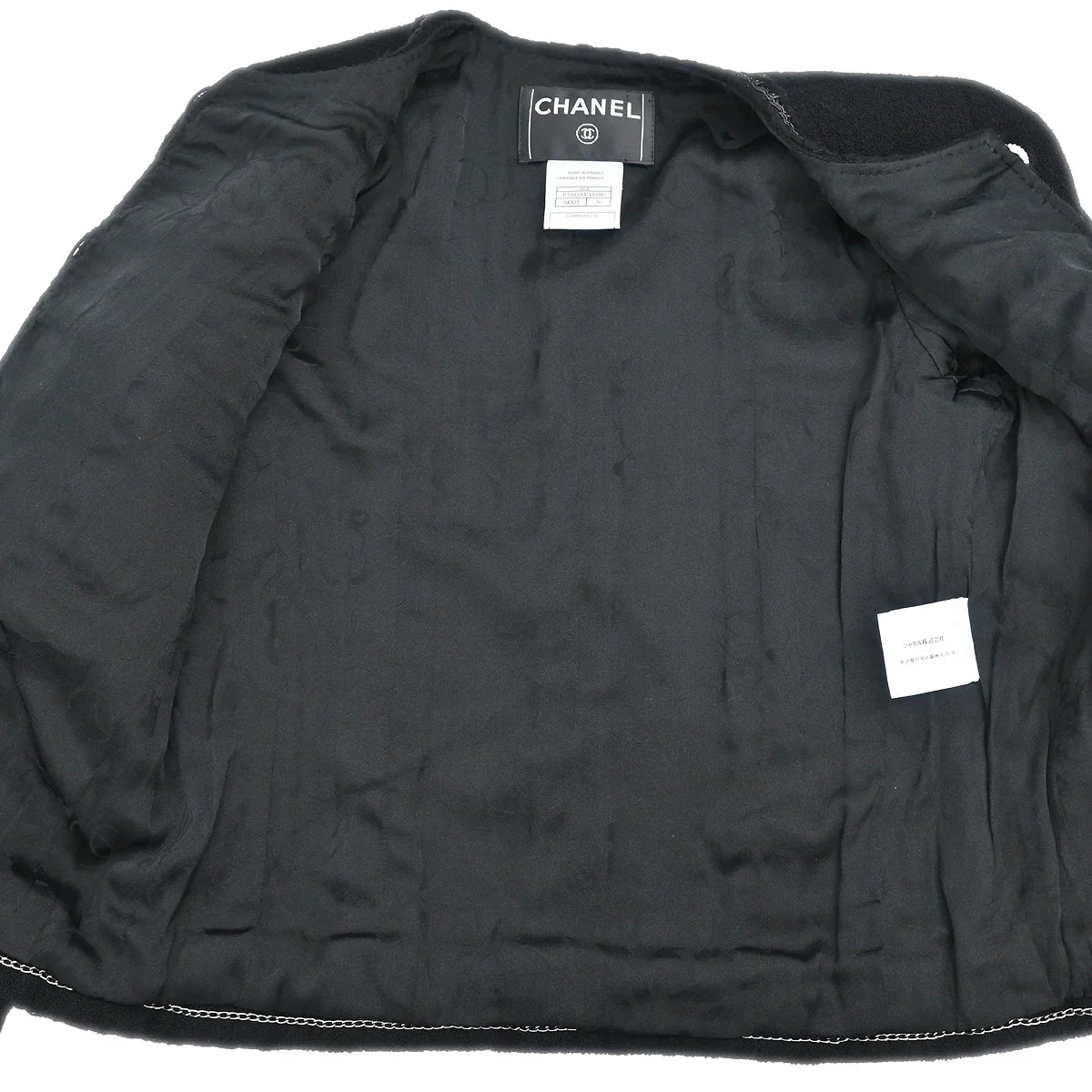 Chanel 2008 Little Black Line Single Breasted Collarless Jacket Black #36 - Image 6