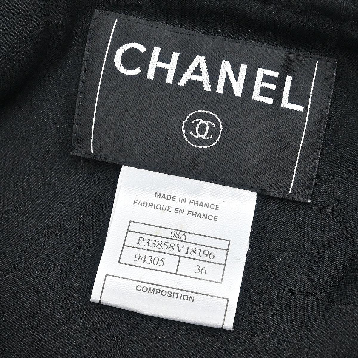 Chanel 2008 Little Black Line Single Breasted Collarless Jacket Black #36 - Image 8