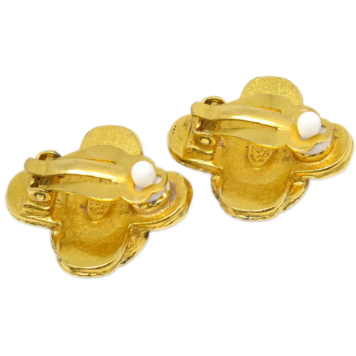 Chanel Cross Earrings Clip-On Gold 94A - Image 3