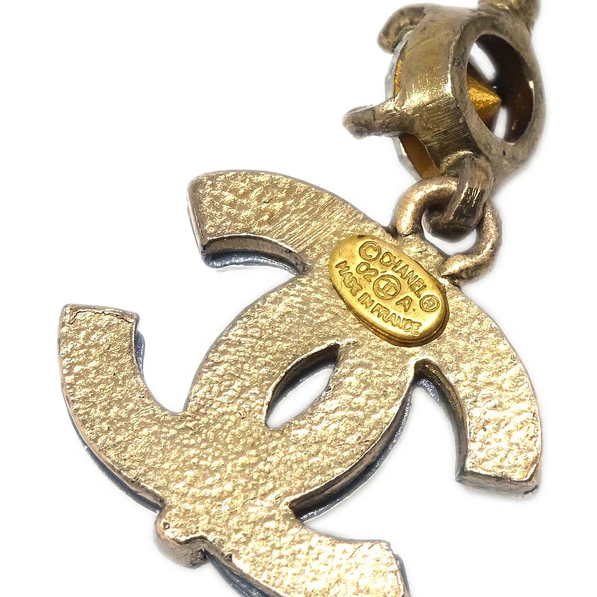 Chanel CC Dangle Piercing Earrings Gold Rhinestone 02A - Image 4