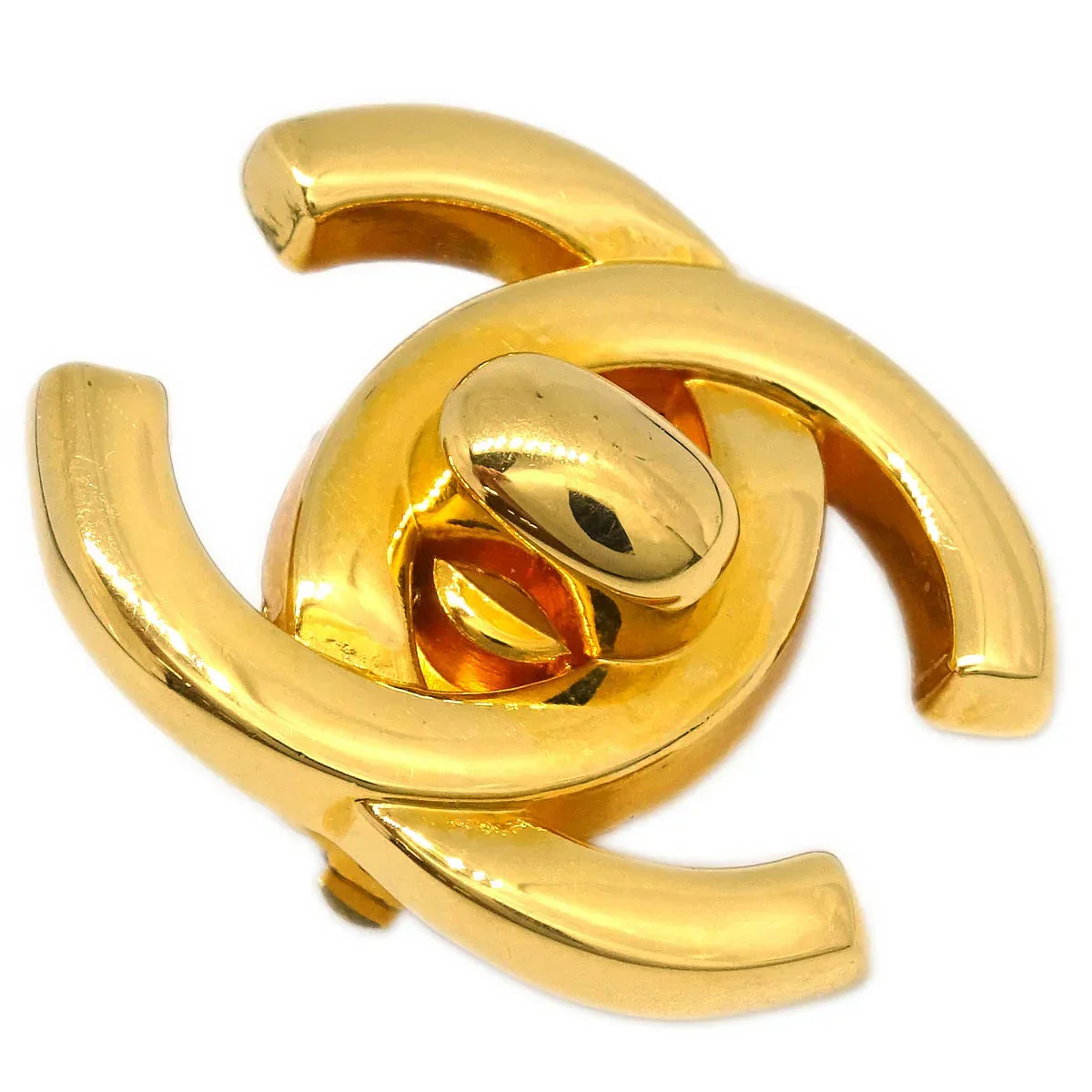 Chanel CC Turnlock Earrings Clip-On Gold Small 95A - Image 2