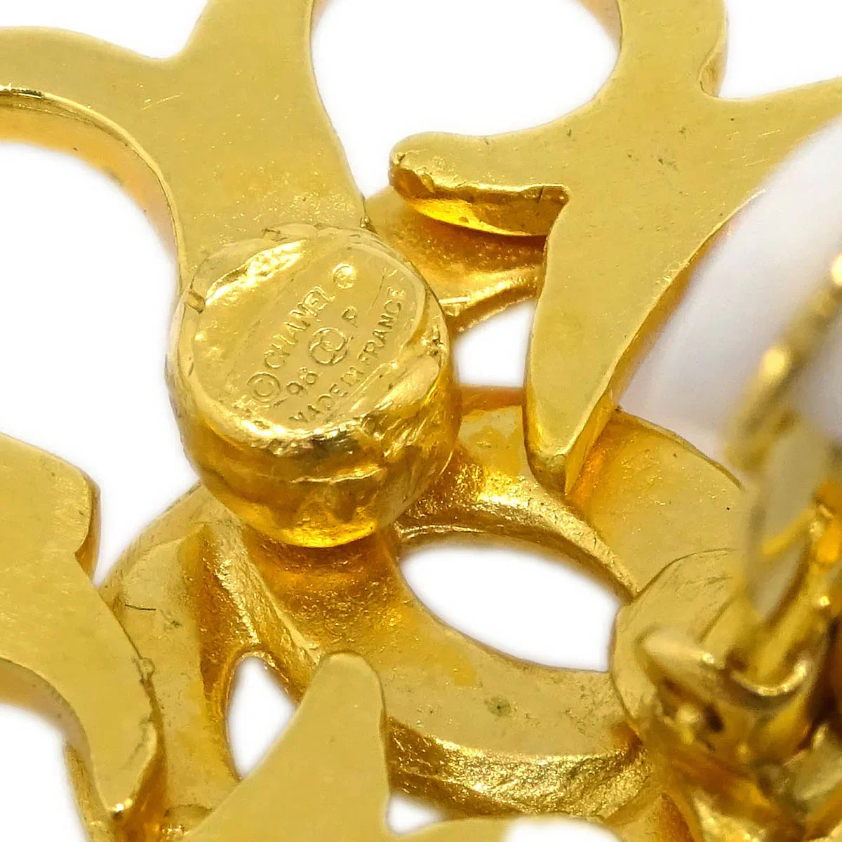 Chanel Flower Earrings Clip-On Gold 96P - Image 4