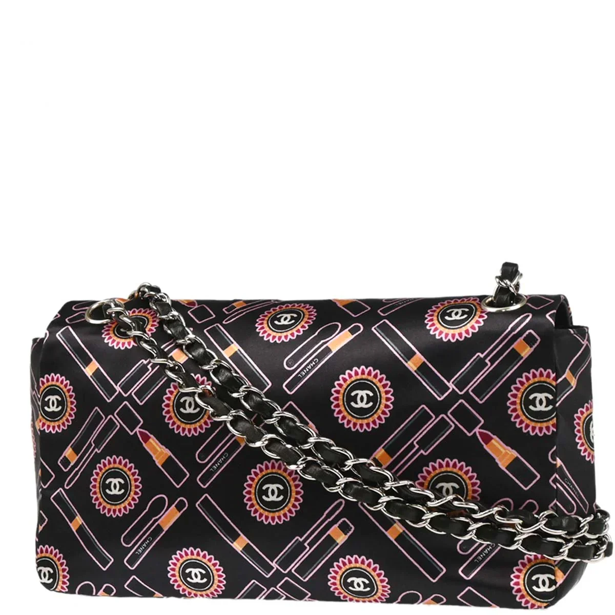 Chanel Black Satin Lipstick Classic Single Flap Shoulder Bag - Image 2