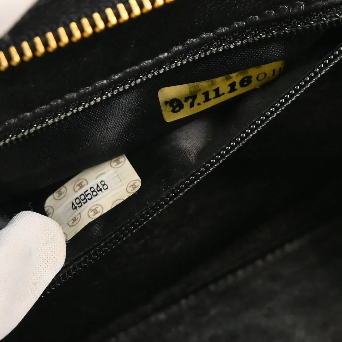 Chanel 1996-1997 Black Satin Handbag - Image 11