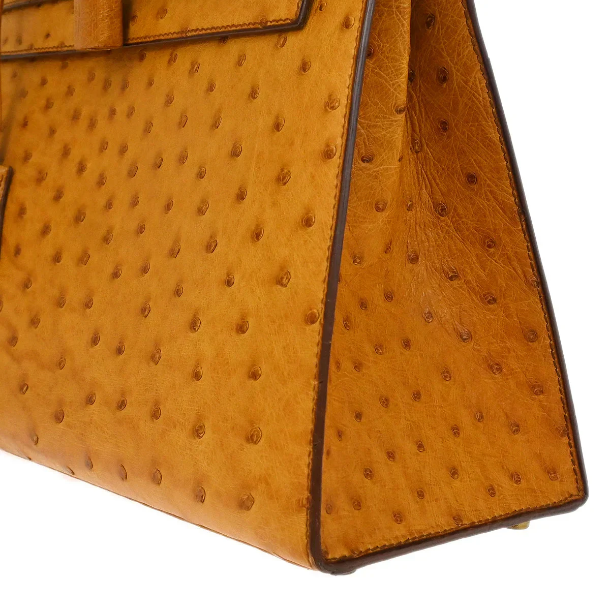 Hermes * Chestnut Ostrich Kelly 28 Sellier 2way Shoulder Handbag - Image 3
