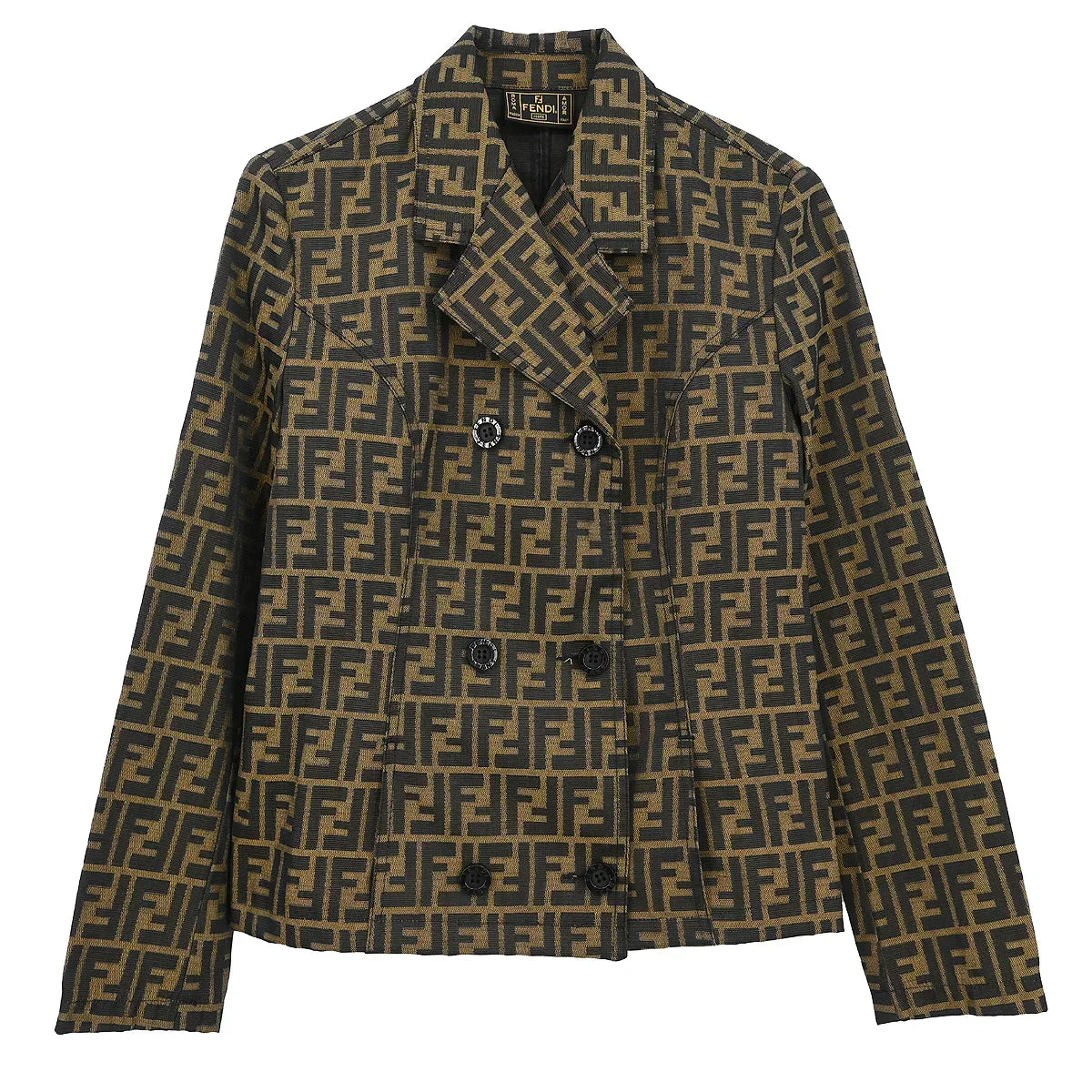 Fendi Double Breasted Zucca Jacket Brown