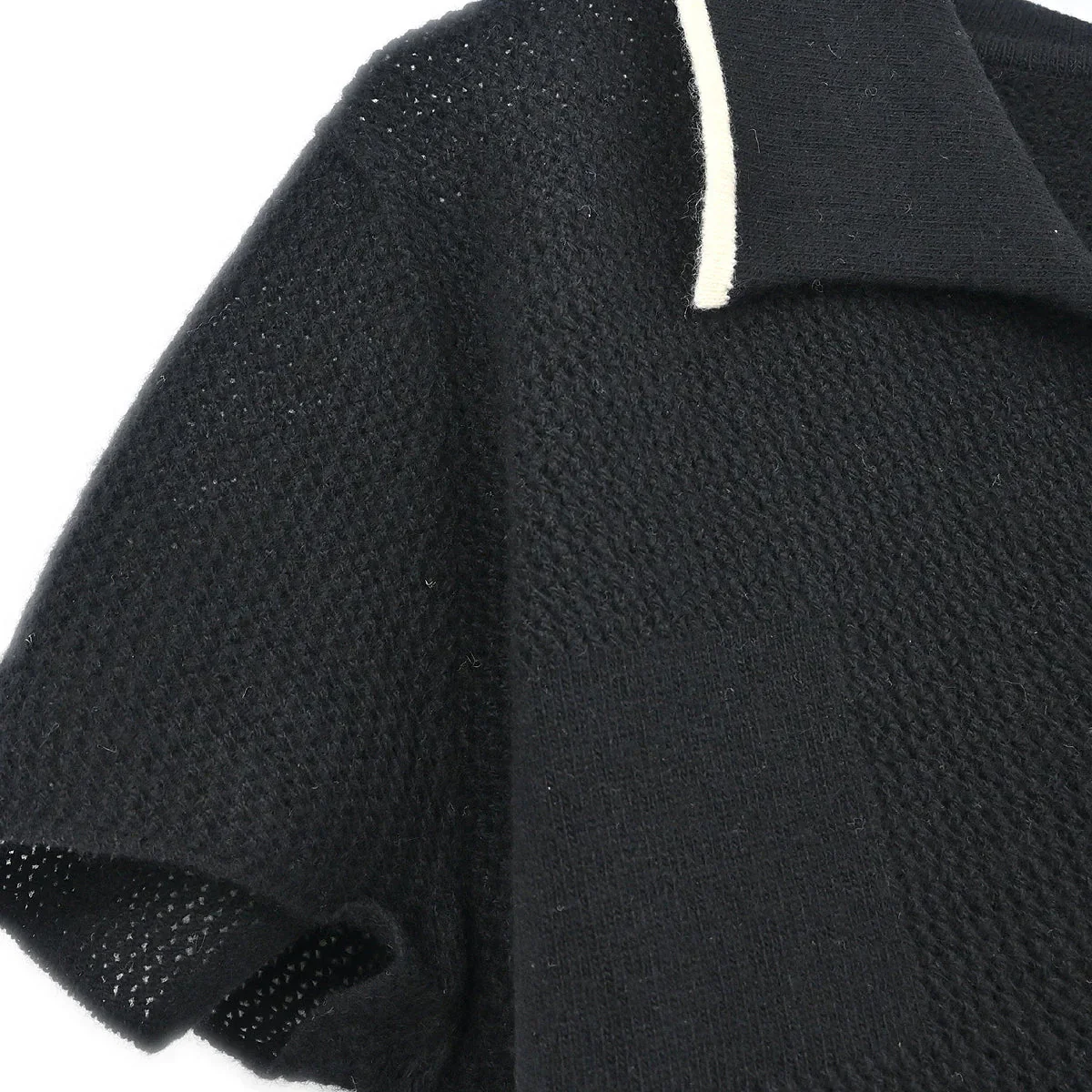 Chanel 2001 Short Sleeve Sweater Knit Top Black #42 - Image 5