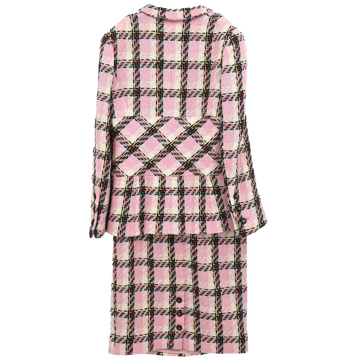 Chanel 1995 Setup Suit Jacket Skirt Tweed Pink #40 - Image 2