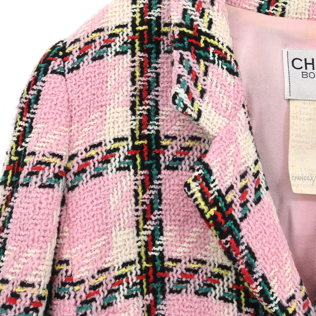 Chanel 1995 Setup Suit Jacket Skirt Tweed Pink #40 - Image 3