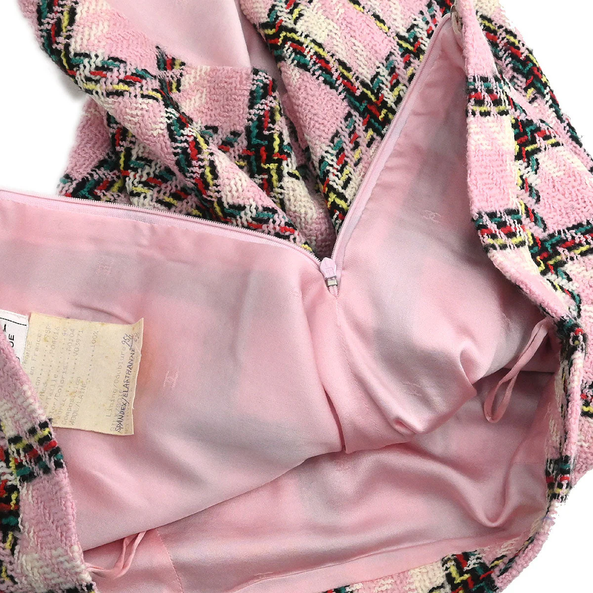 Chanel 1995 Setup Suit Jacket Skirt Tweed Pink #40 - Image 9