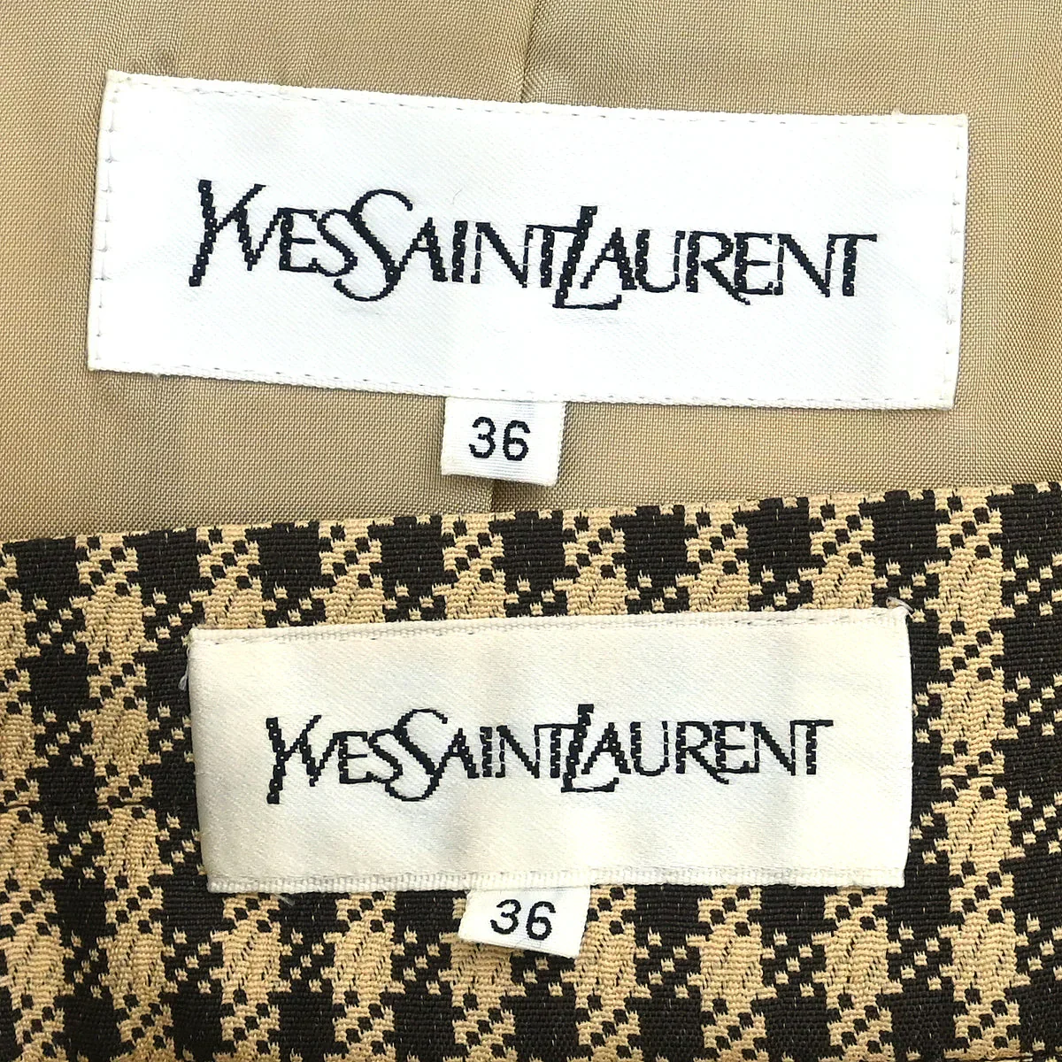 Yves Saint Laurent Setup Suit Jacket Skirt Brown #36 - Image 9