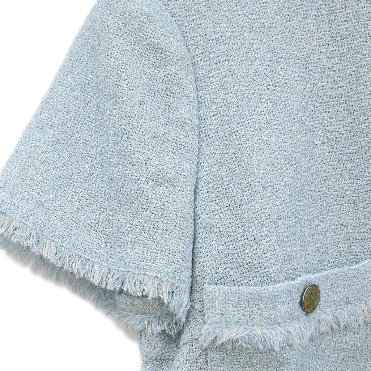 Chanel 2008 Single Breasted Short Sleeve Jacket Light Blue #38 - Image 5