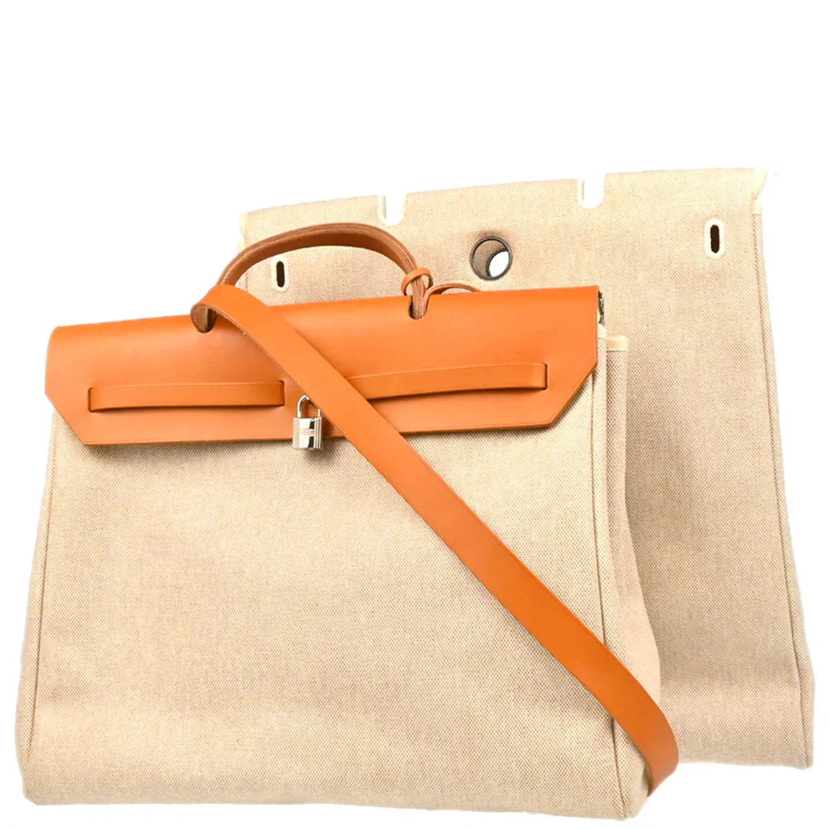 Hermes 2000 Beige Toile H Herbag MM 2 in 1 2way Shoulder Handbag - Image 2