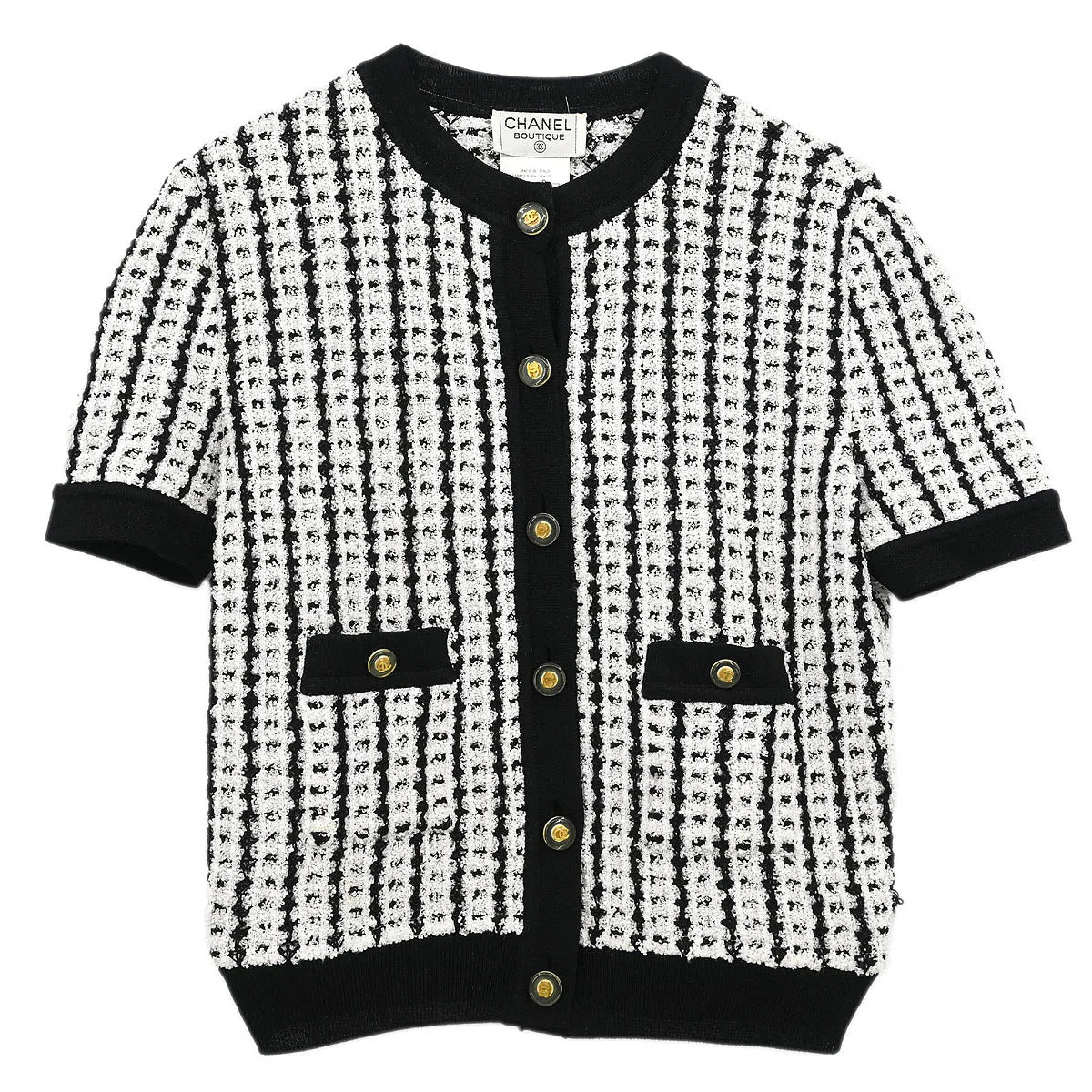 Chanel Short Sleeve Cardigan White #42