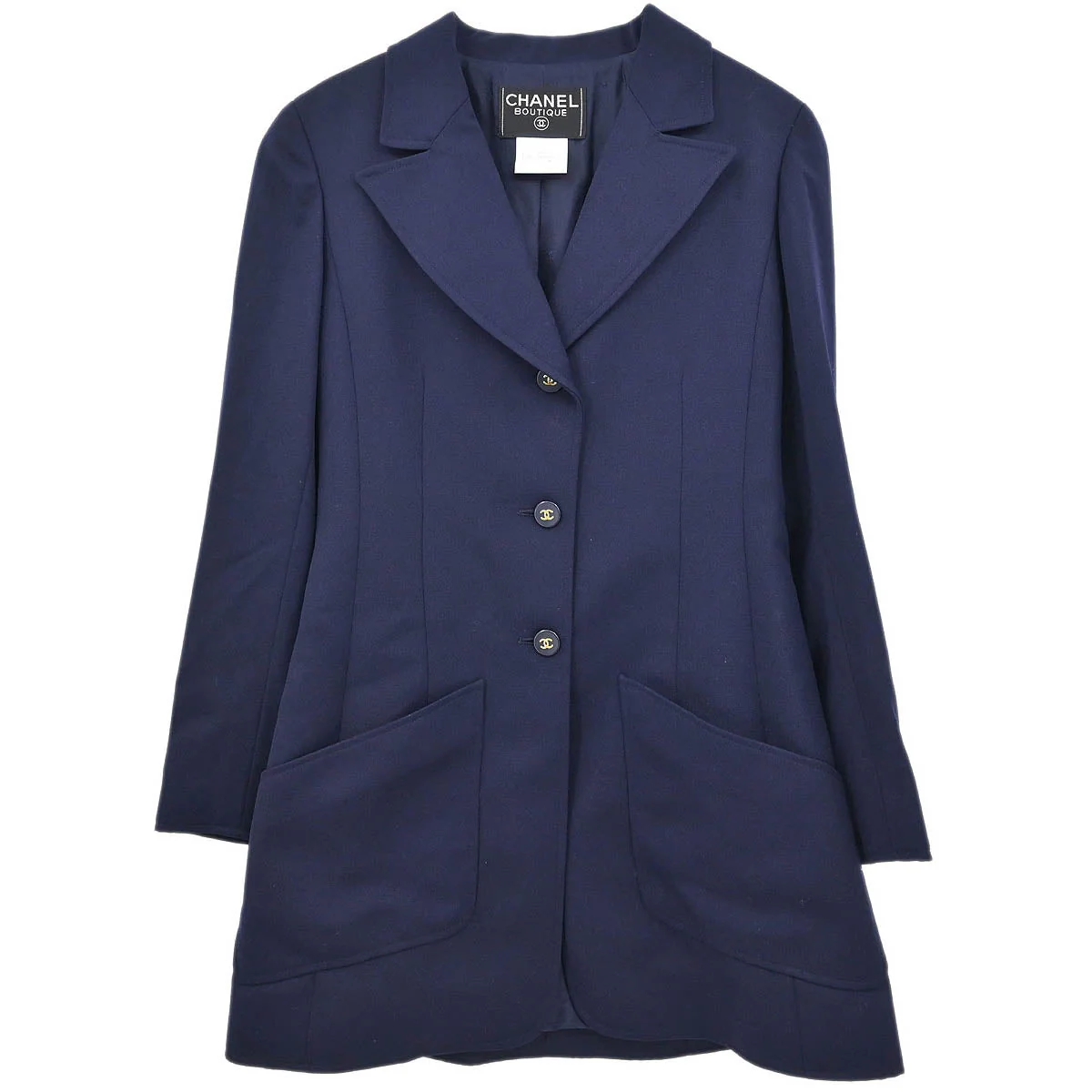 Chanel 1997 Single Breasted Jacket Navy #38
